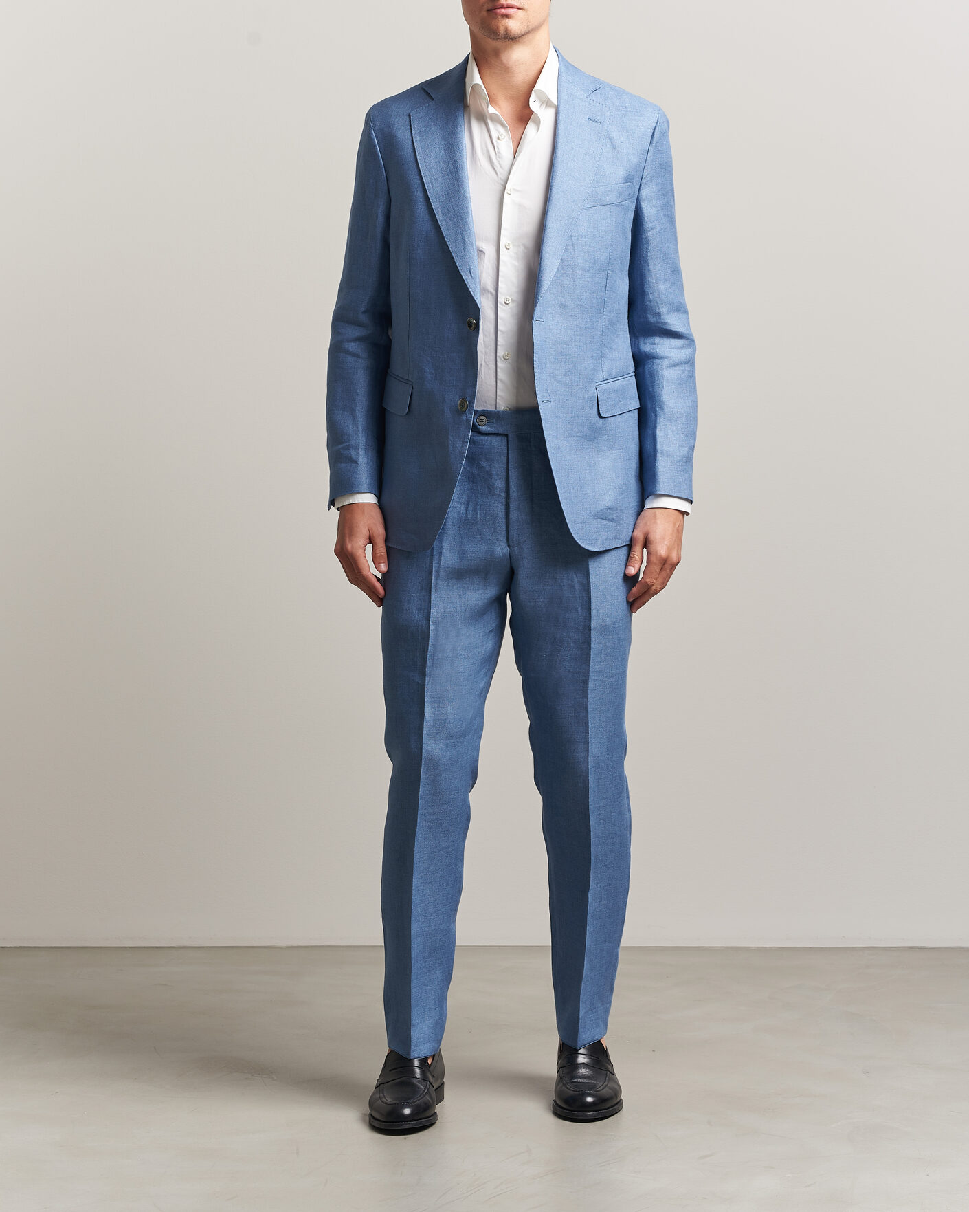 Hombres | Pantalones | Oscar Jacobson | Dandy Linen Trousers Light Blue
