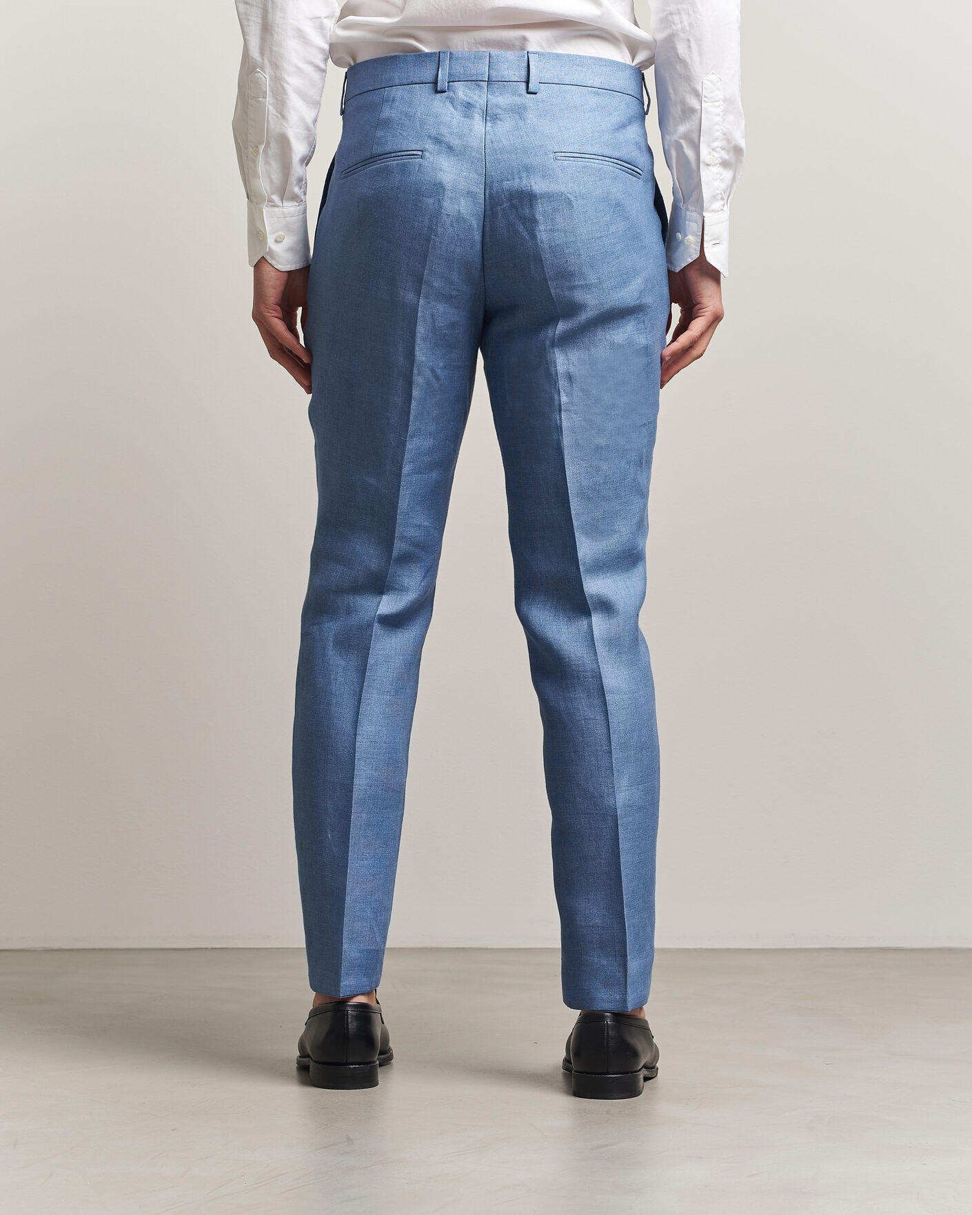 Hombres | Pantalones | Oscar Jacobson | Dandy Linen Trousers Light Blue