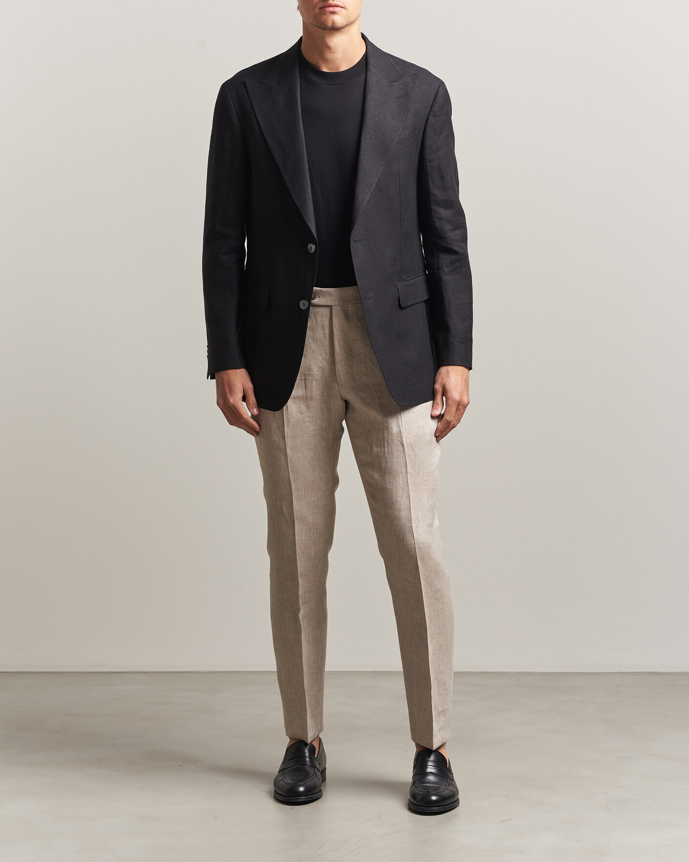 Hombres | Pantalones | Oscar Jacobson | Dandy Linen Trousers Beige