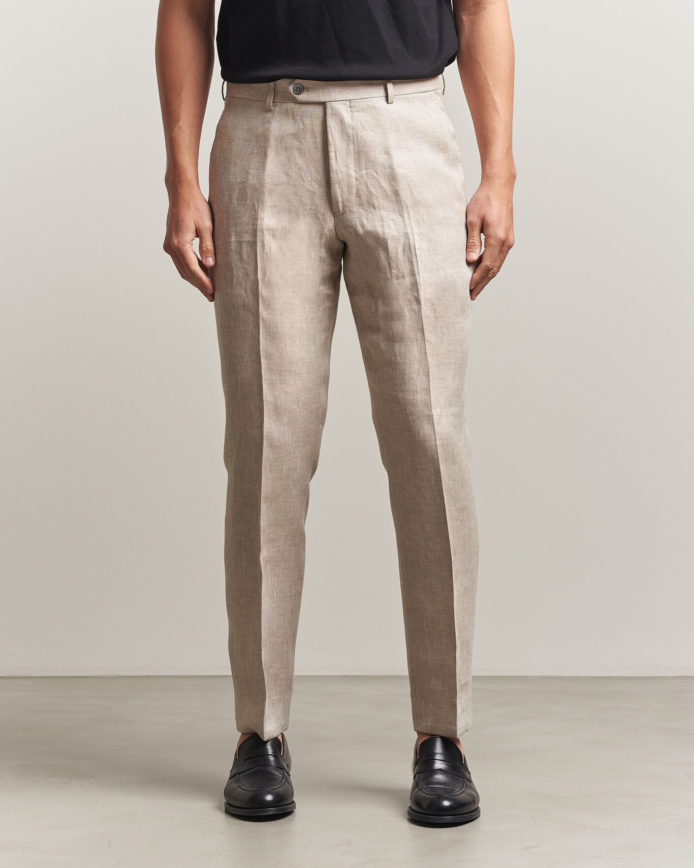 Hombres | Pantalones | Oscar Jacobson | Dandy Linen Trousers Beige