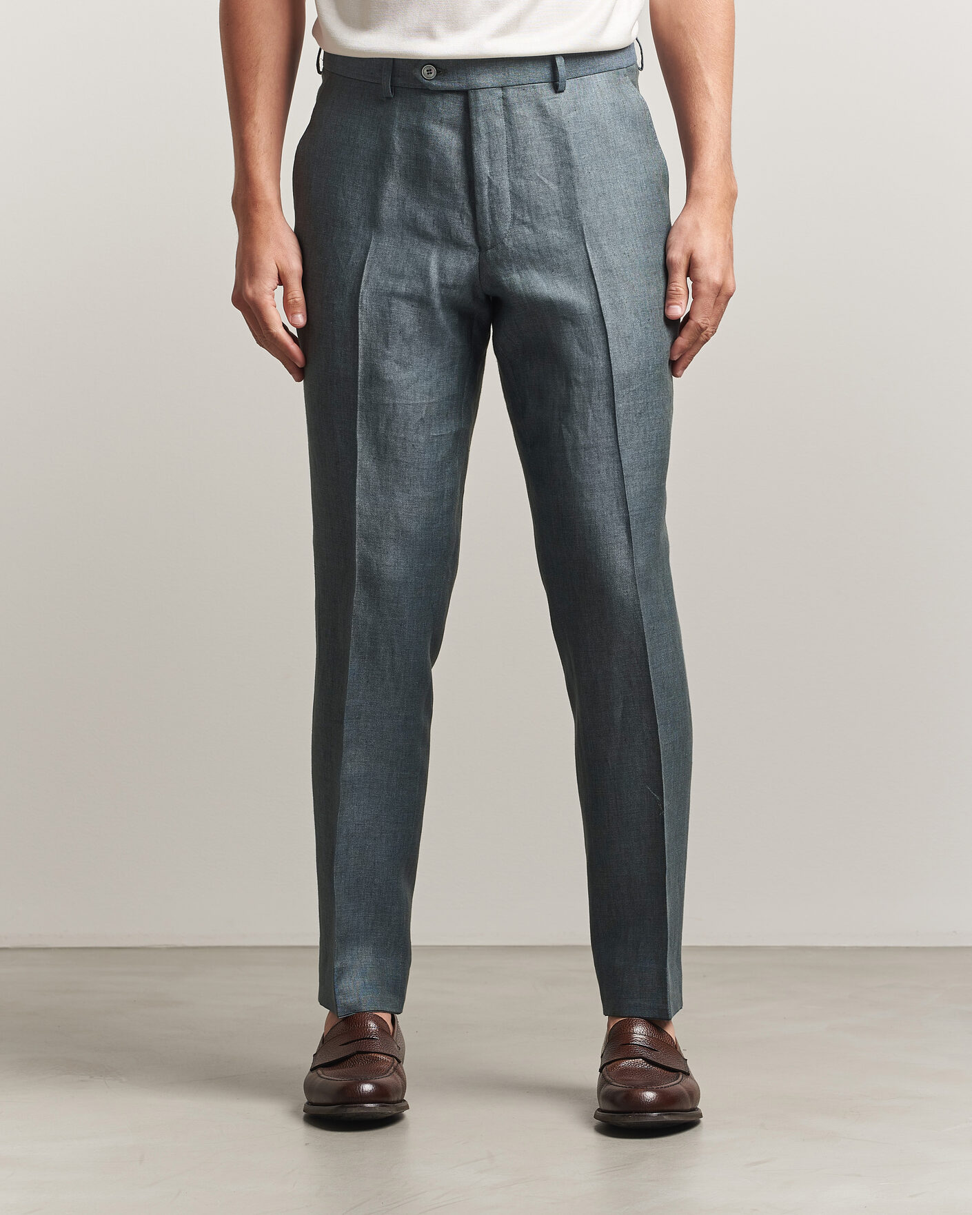 Hombres | Pantalones | Oscar Jacobson | Dandy Linen Trousers Green