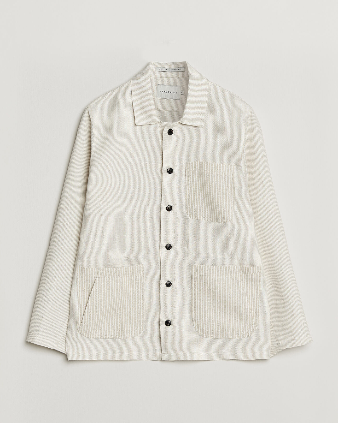 Hombres | Camisas | Peregrine | Windsor Linen Shacket Beige Stripe