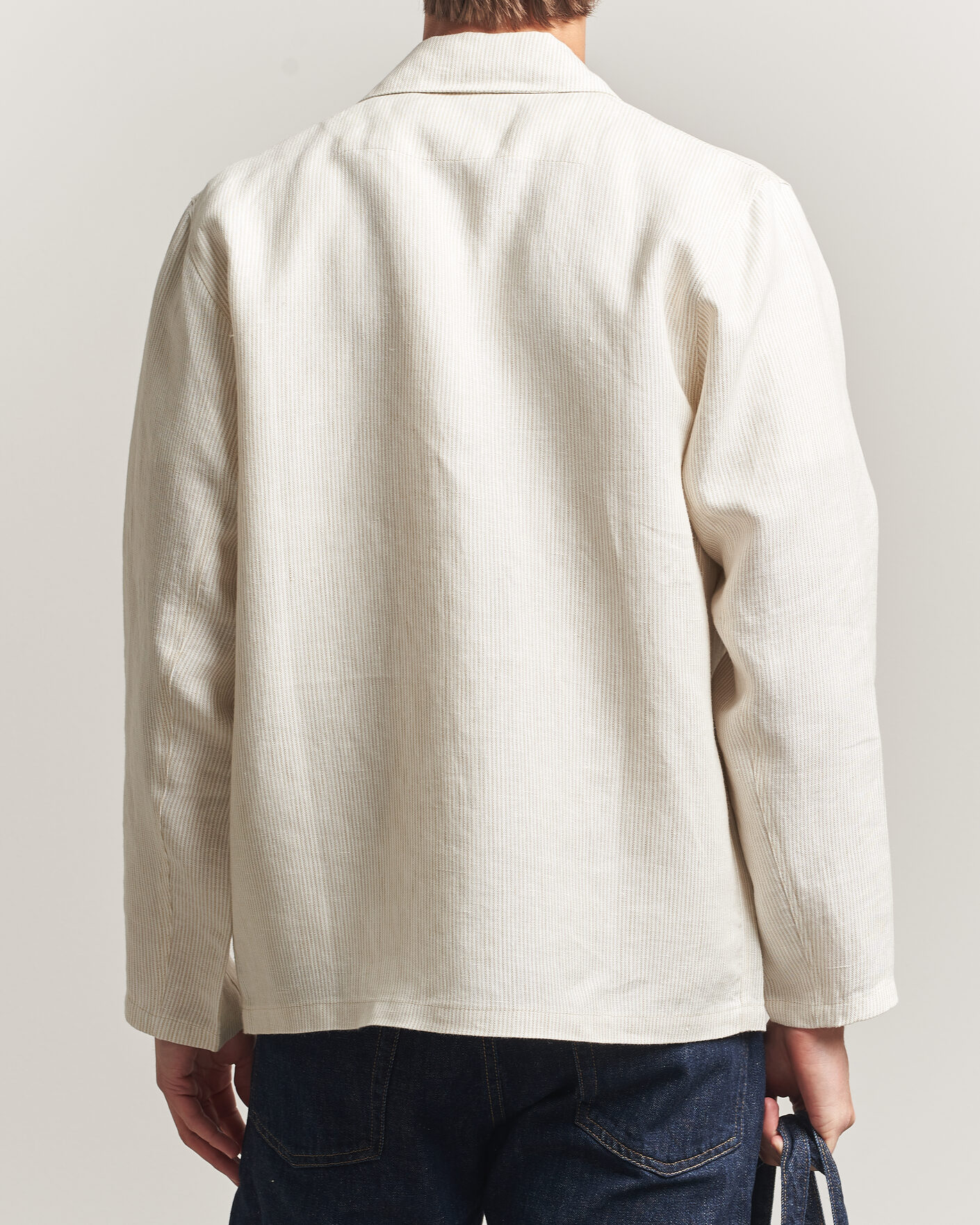 Hombres | Camisas | Peregrine | Windsor Linen Shacket Beige Stripe