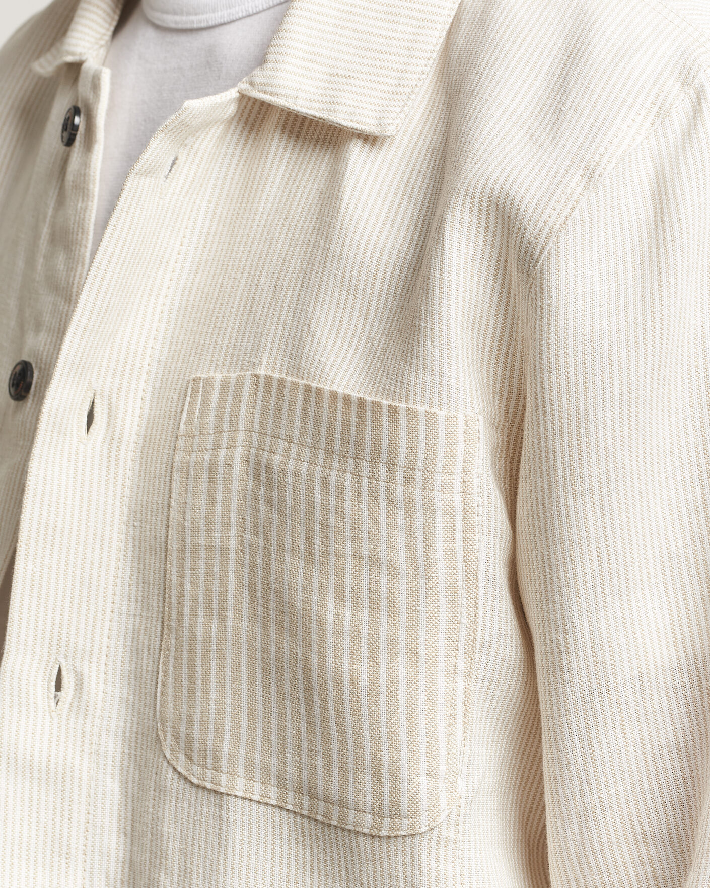 Hombres | Camisas | Peregrine | Windsor Linen Shacket Beige Stripe