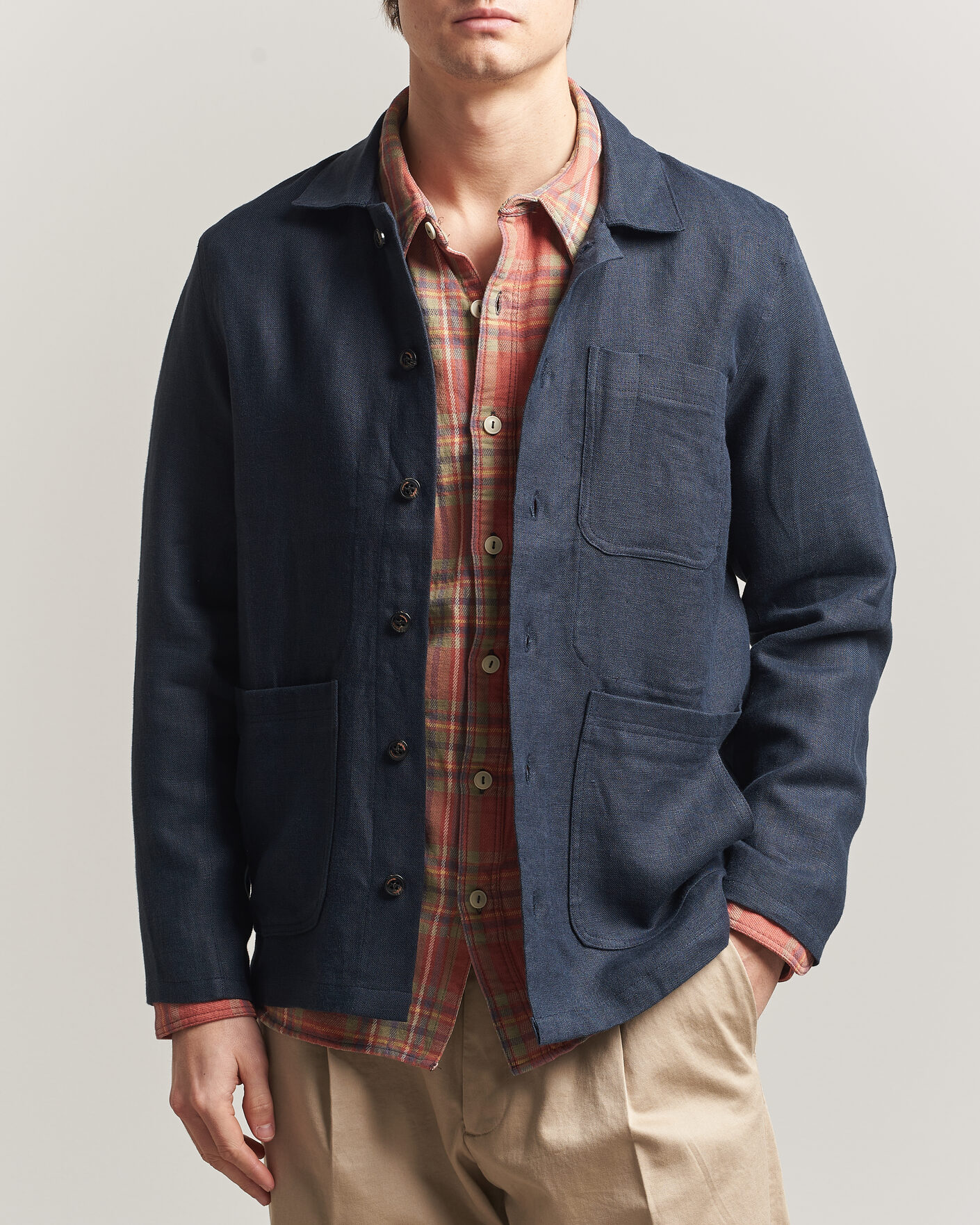Hombres | Camisas | Peregrine | Windsor Linen Shacket Navy