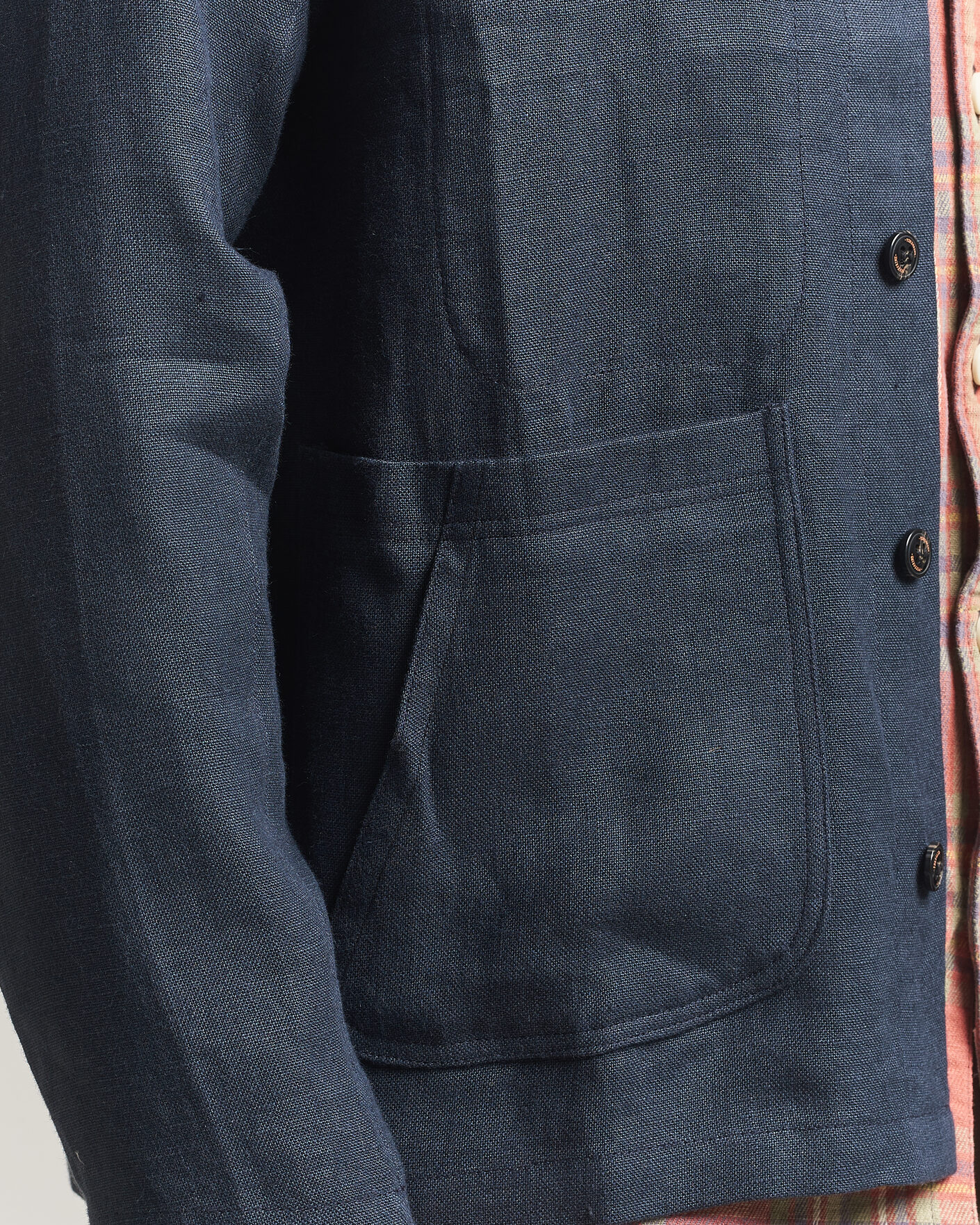 Hombres | Camisas | Peregrine | Windsor Linen Shacket Navy Stripe