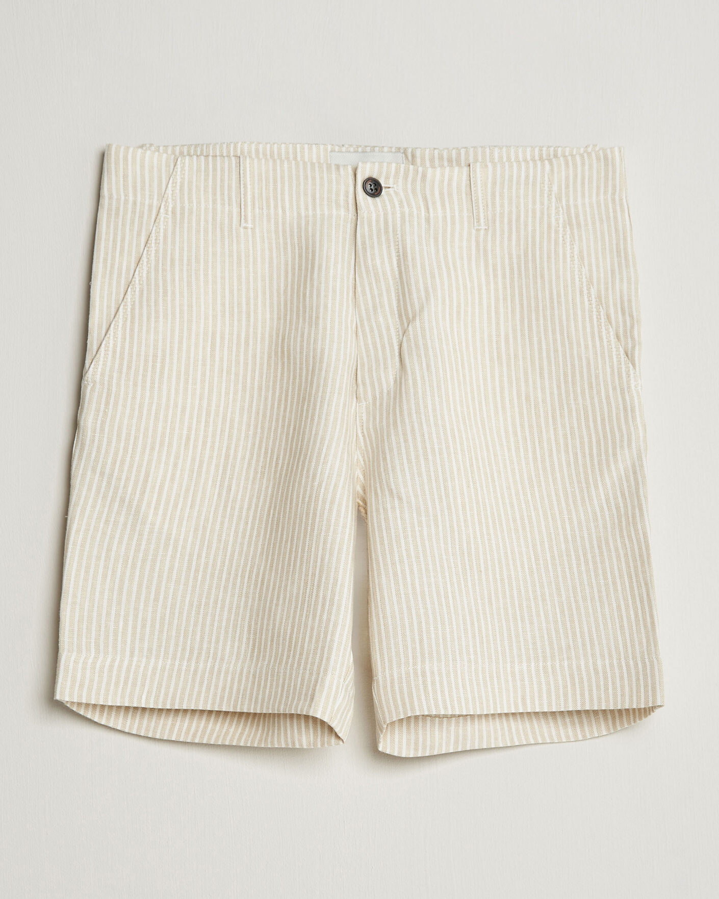Hombres | Camisas | Peregrine | Windsor Linen Shorts Beige Stripe