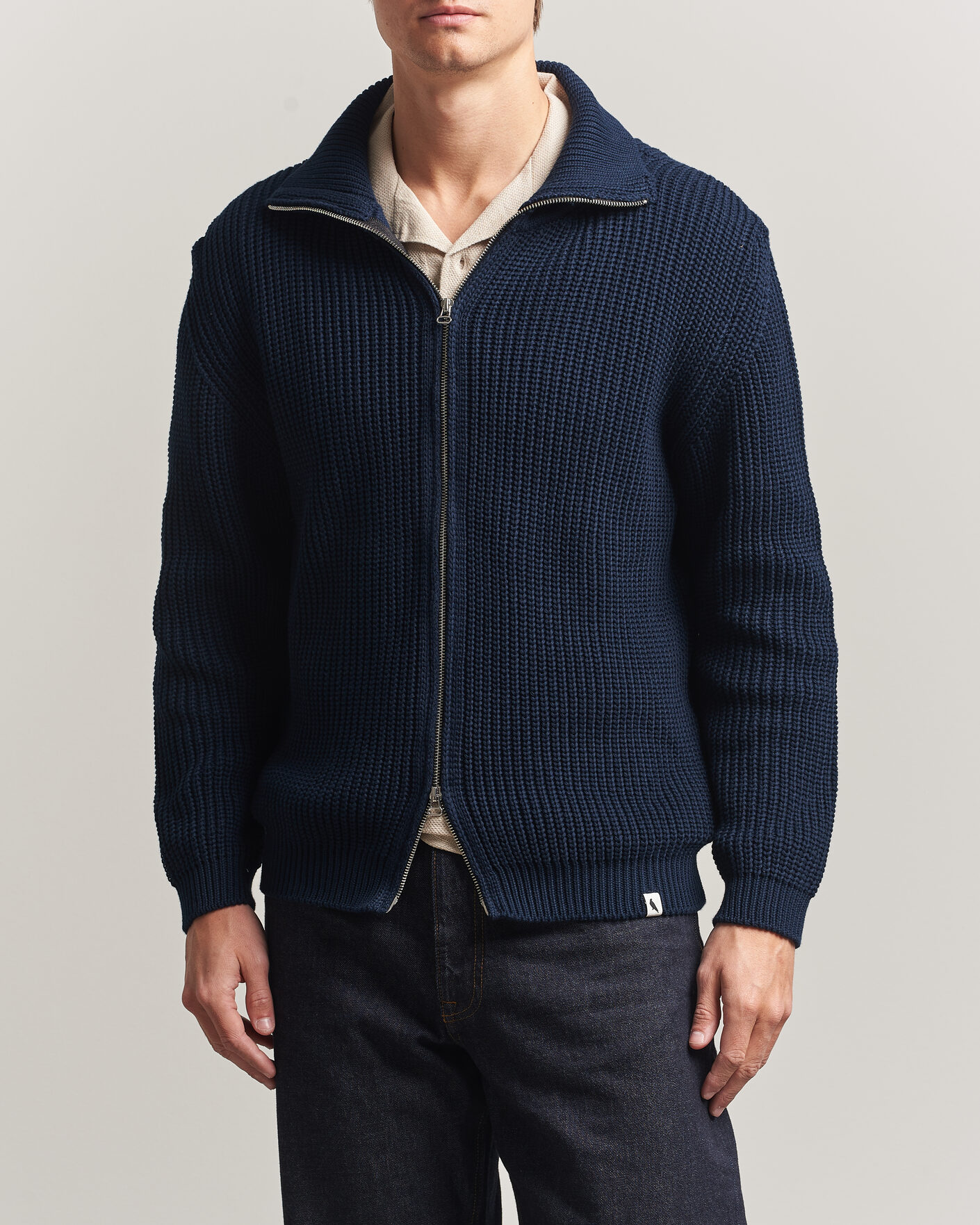 Hombres | Jerséis y prendas de punto | Peregrine | River Cotton Zip Cardigan Navy