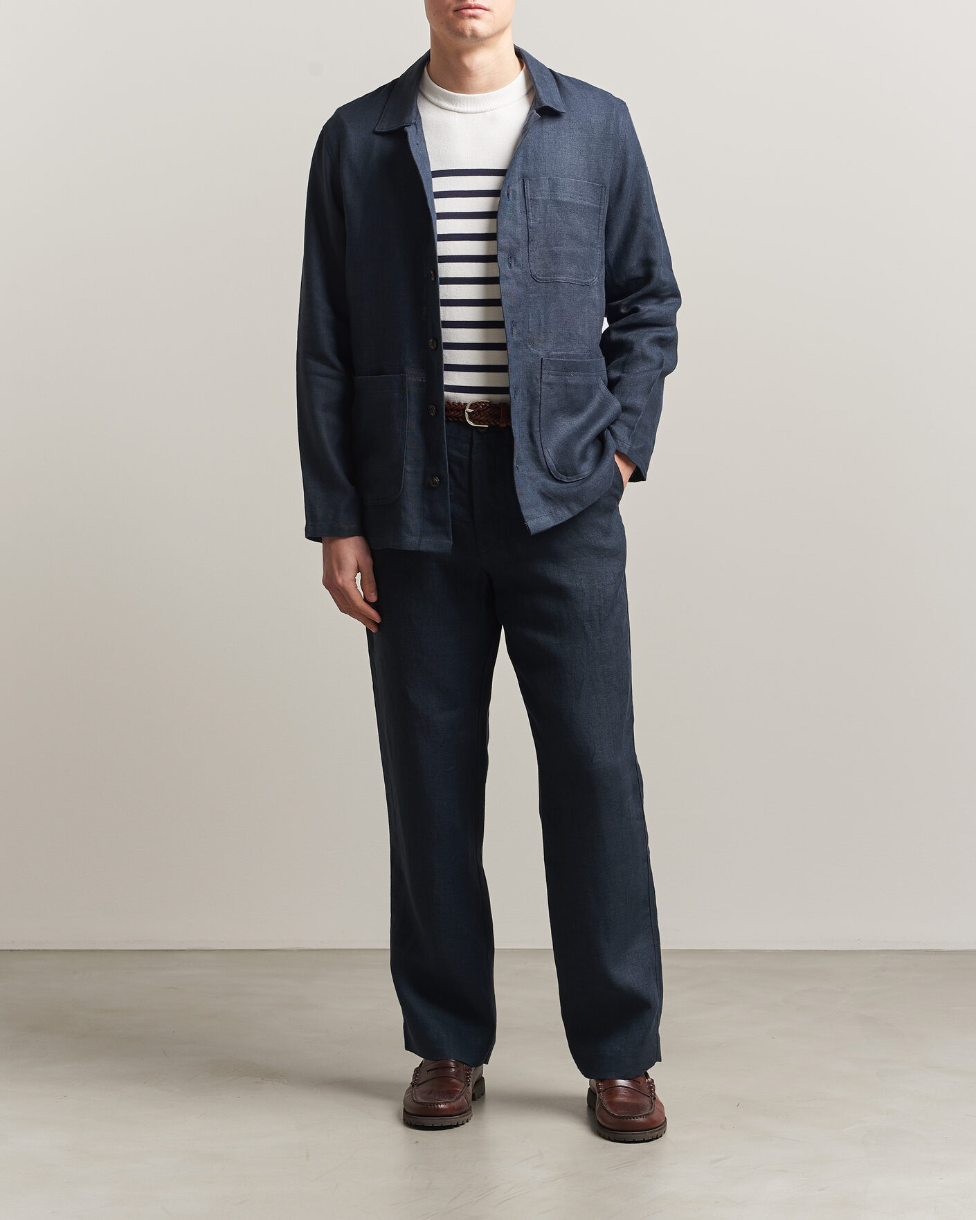 Hombres | Pantalones | Peregrine | Windsor Linen Trousers Navy