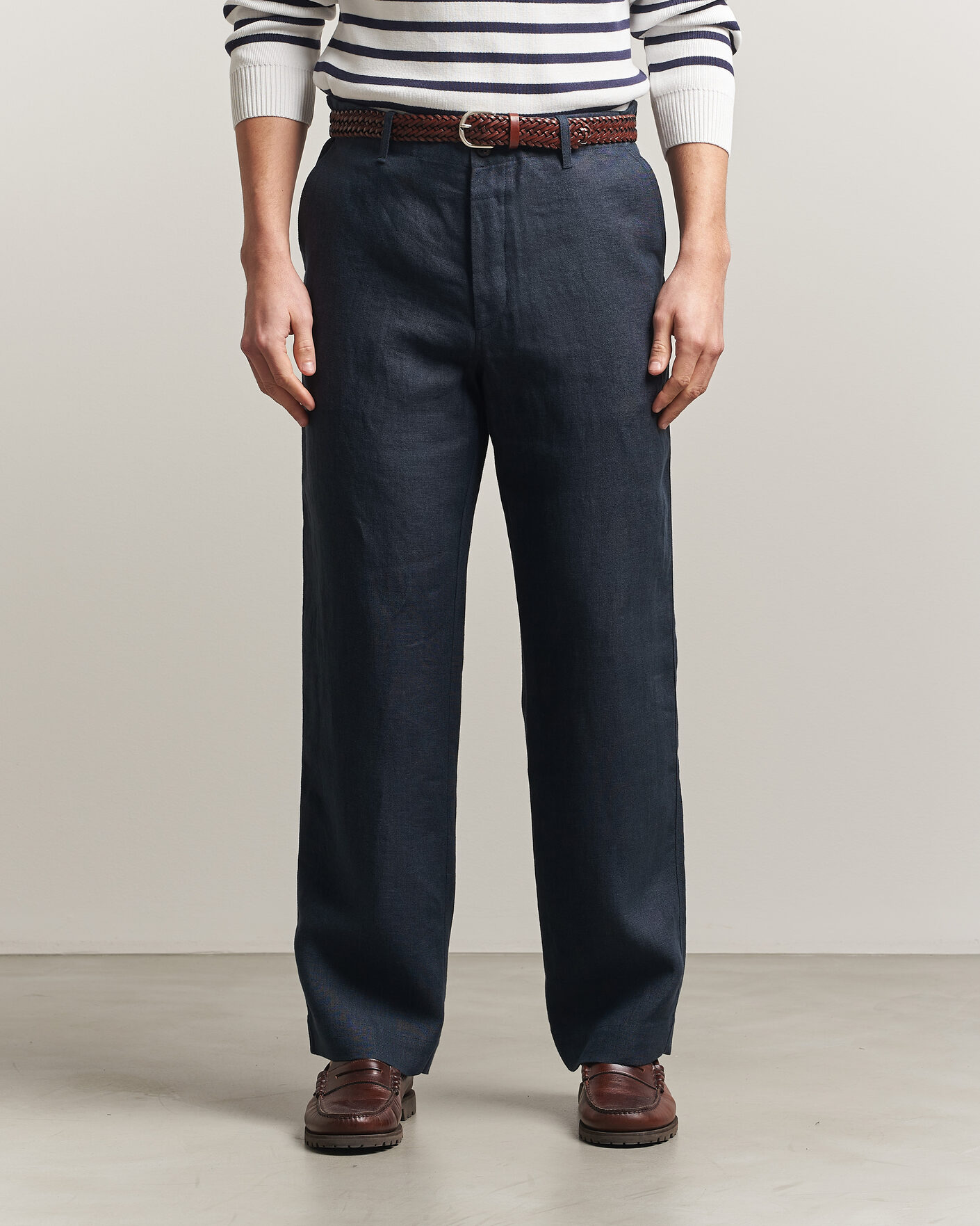 Hombres | Pantalones | Peregrine | Windsor Linen Trousers Navy
