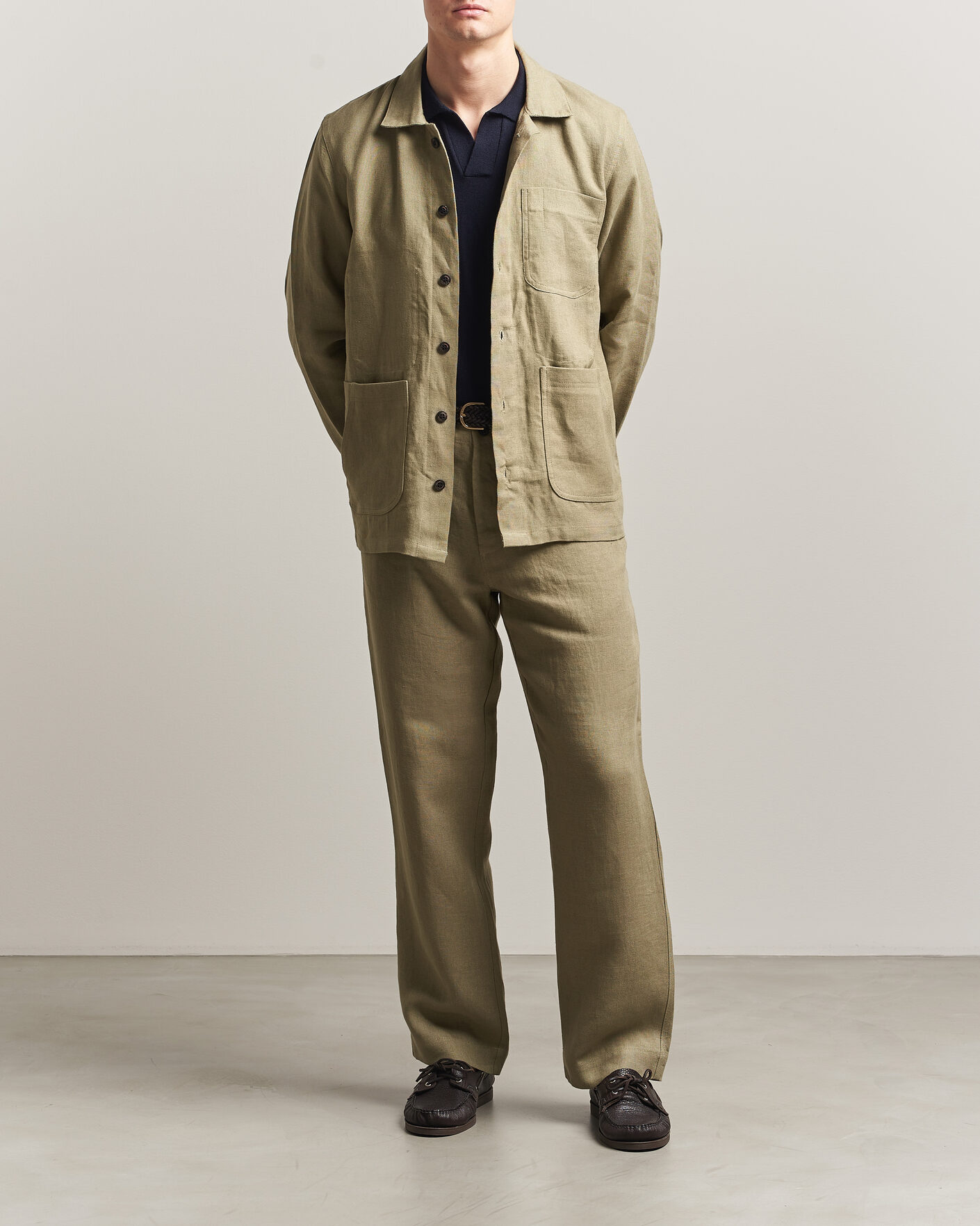 Hombres | Pantalones | Peregrine | Windsor Linen Trousers Sage