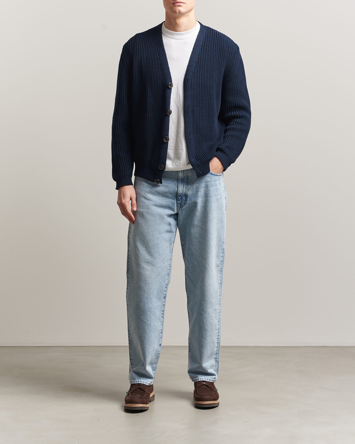 Hombres | Jerséis y prendas de punto | Peregrine | River Cotton Cardigan Navy