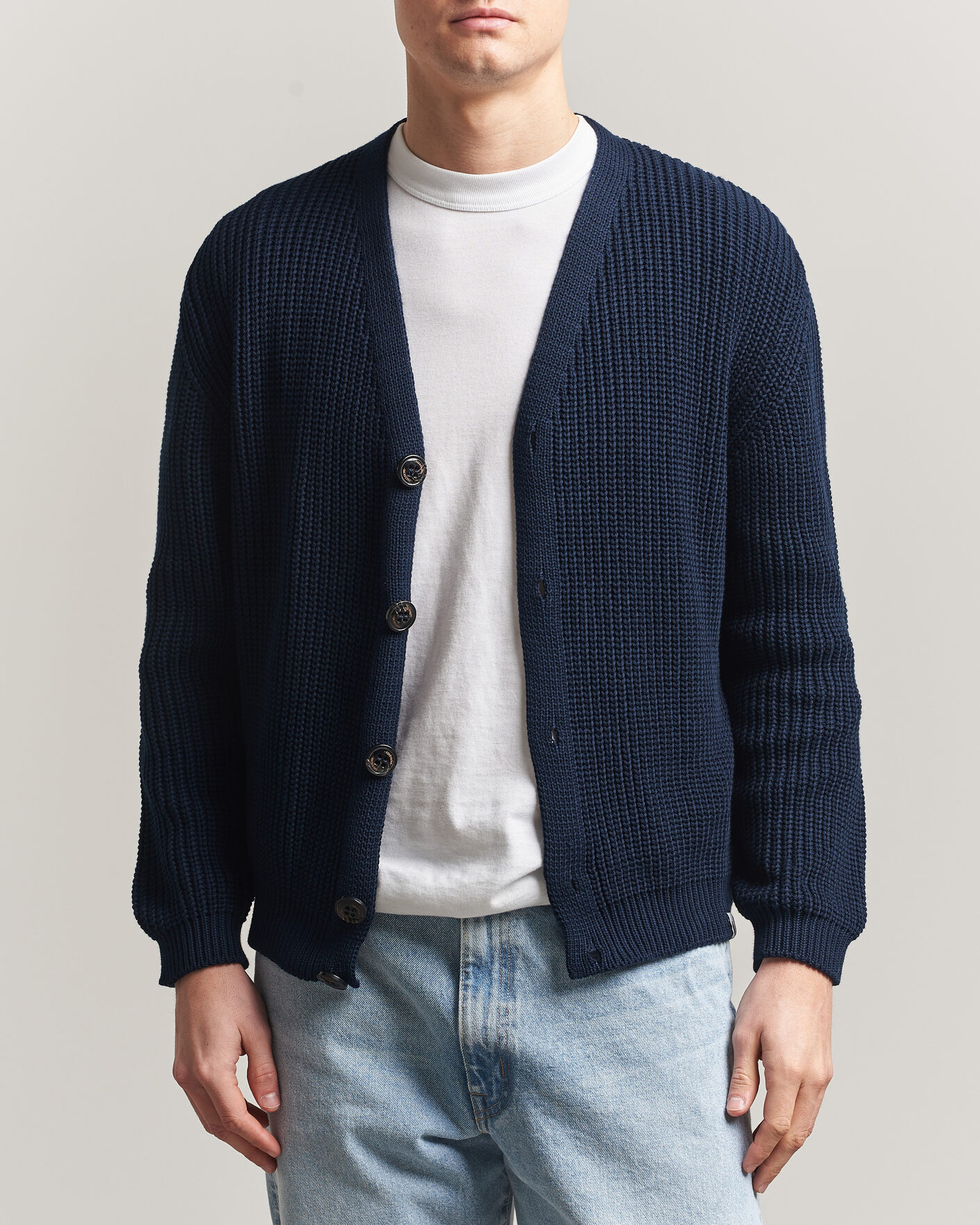 Hombres | Jerséis y prendas de punto | Peregrine | River Cotton Cardigan Navy