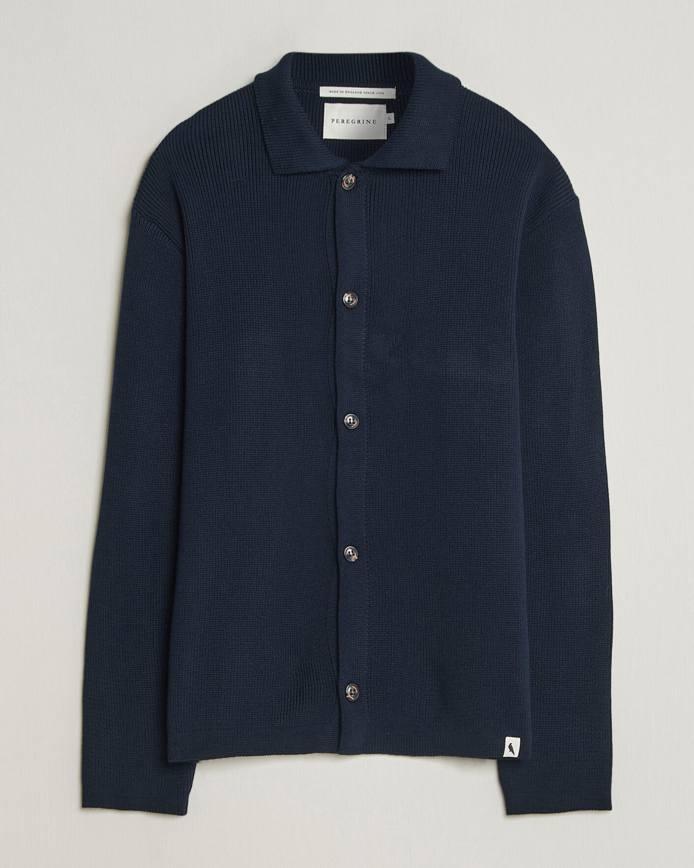Hombres | Jerséis y prendas de punto | Peregrine | River Knitted Cotton Schacket Navy