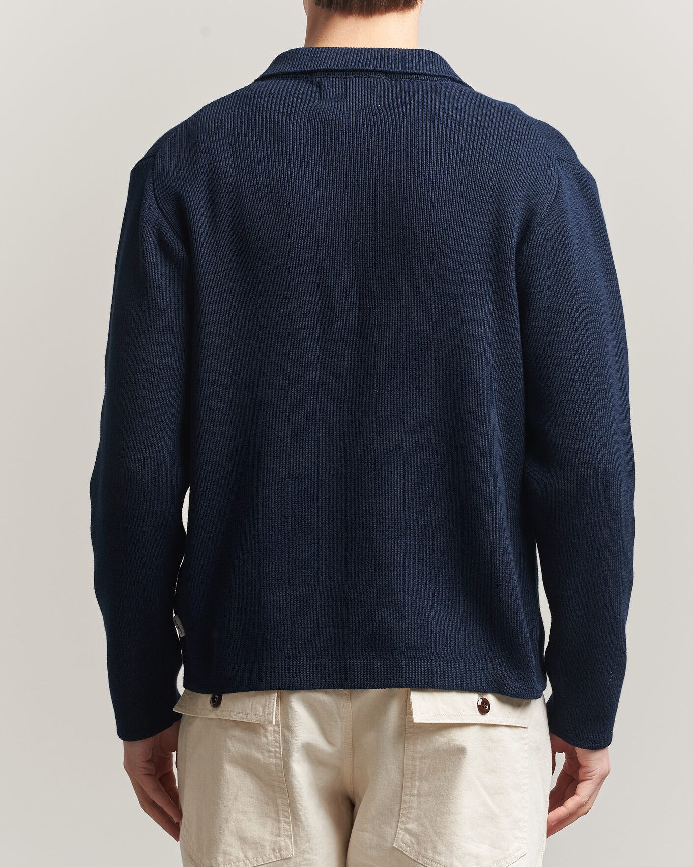 Hombres | Jerséis y prendas de punto | Peregrine | River Knitted Cotton Schacket Navy