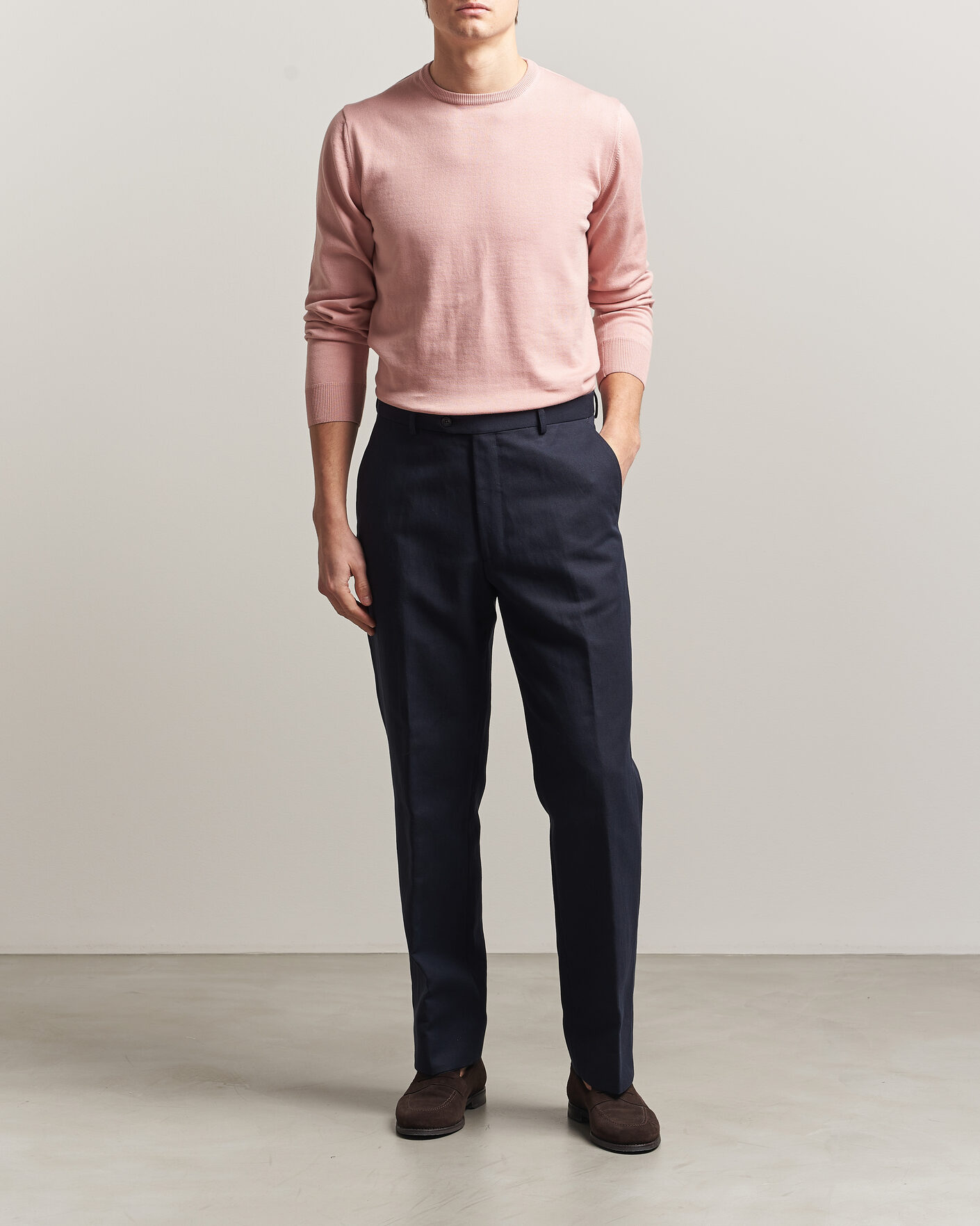 Hombres | Jerséis y prendas de punto | Morgano | Supersoft Egyptian Cotton Crew Neck Soft Pink