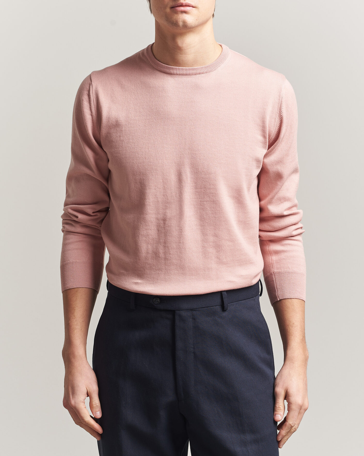 Hombres | Jerséis y prendas de punto | Morgano | Supersoft Egyptian Cotton Crew Neck Soft Pink