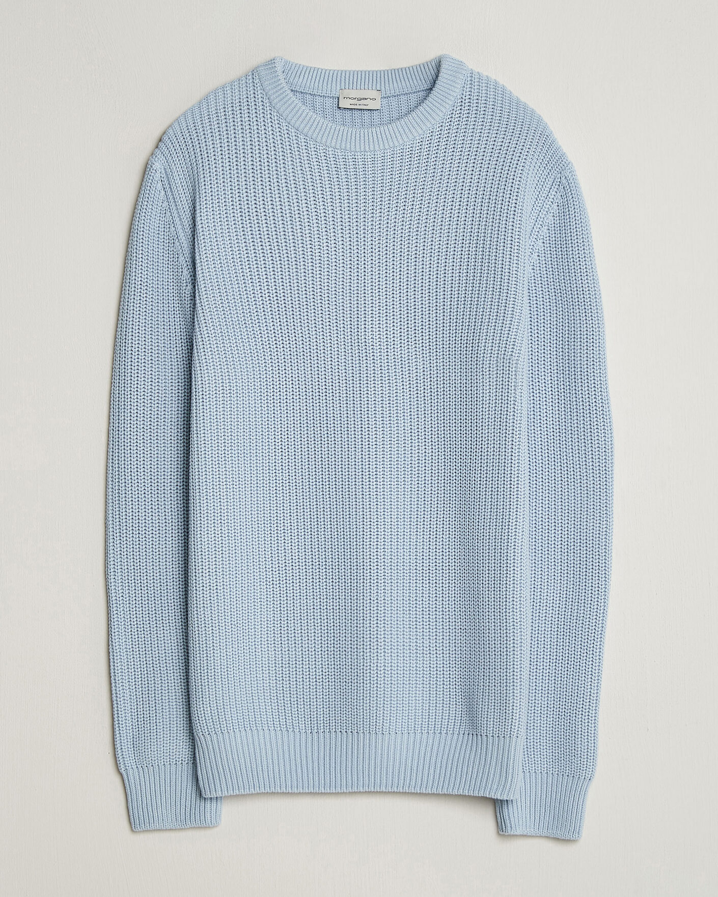 Hombres | Jerséis y prendas de punto | Morgano | Supersoft Egyptian Cotton Fisher Man Crew Light Blue
