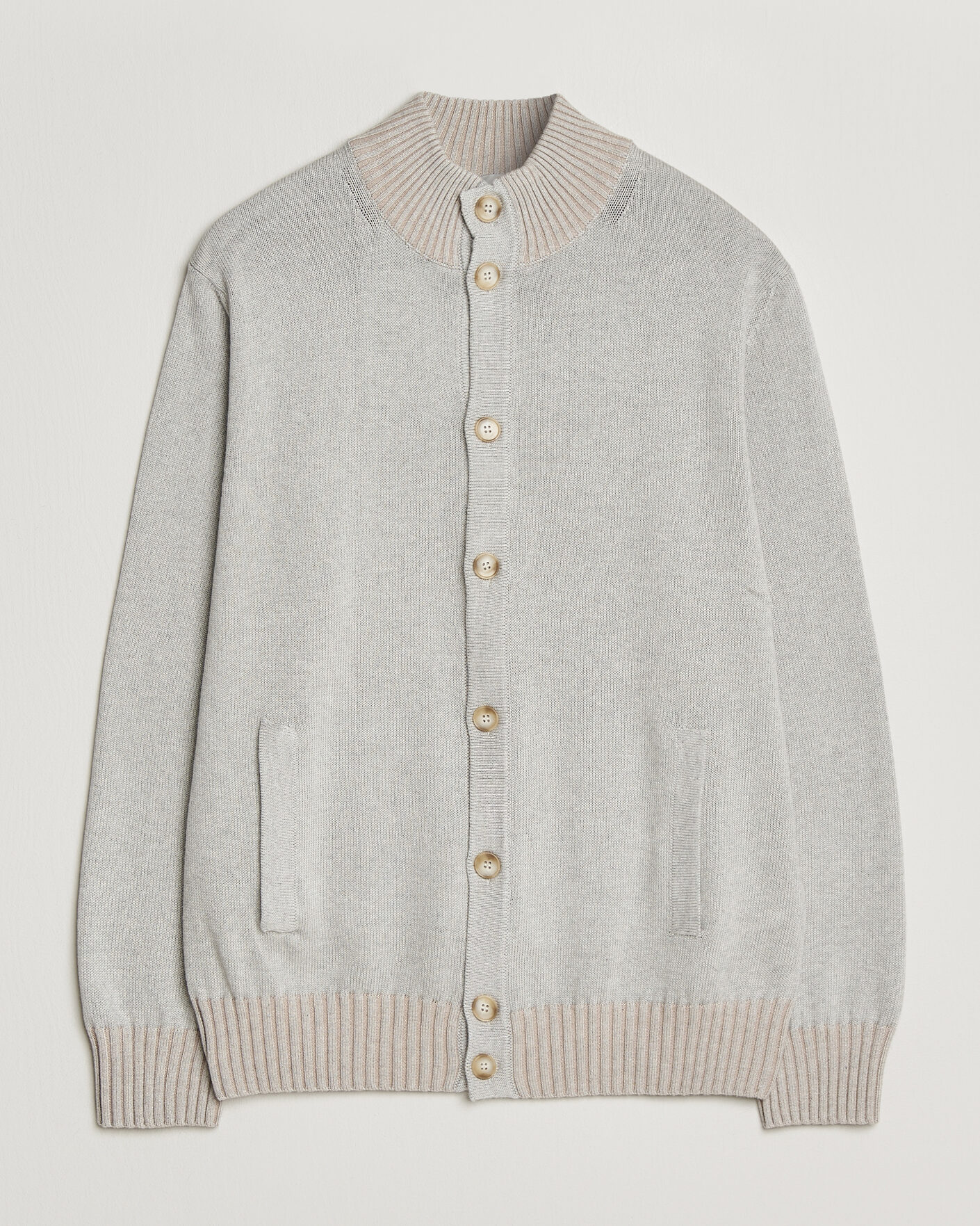 Hombres | Jerséis y prendas de punto | Morgano | Cotton/Cashmere Knitted Cardigan Light Grey