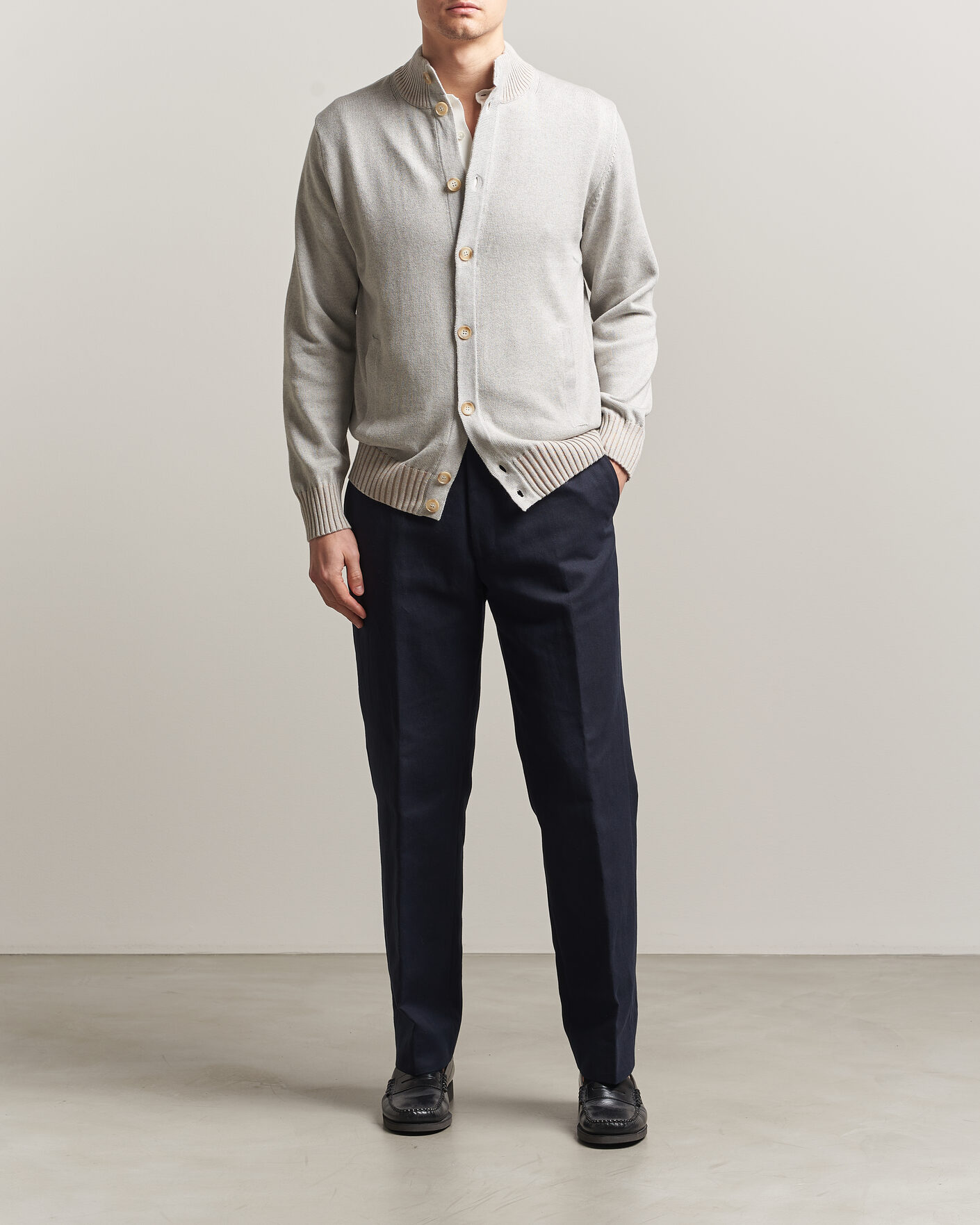 Hombres | Jerséis y prendas de punto | Morgano | Cotton/Cashmere Knitted Cardigan Light Grey