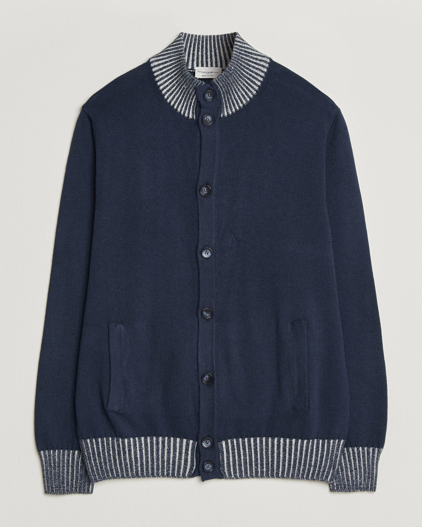 Hombres | Jerséis y prendas de punto | Morgano | Cotton/Cashmere Knitted Cardigan Navy