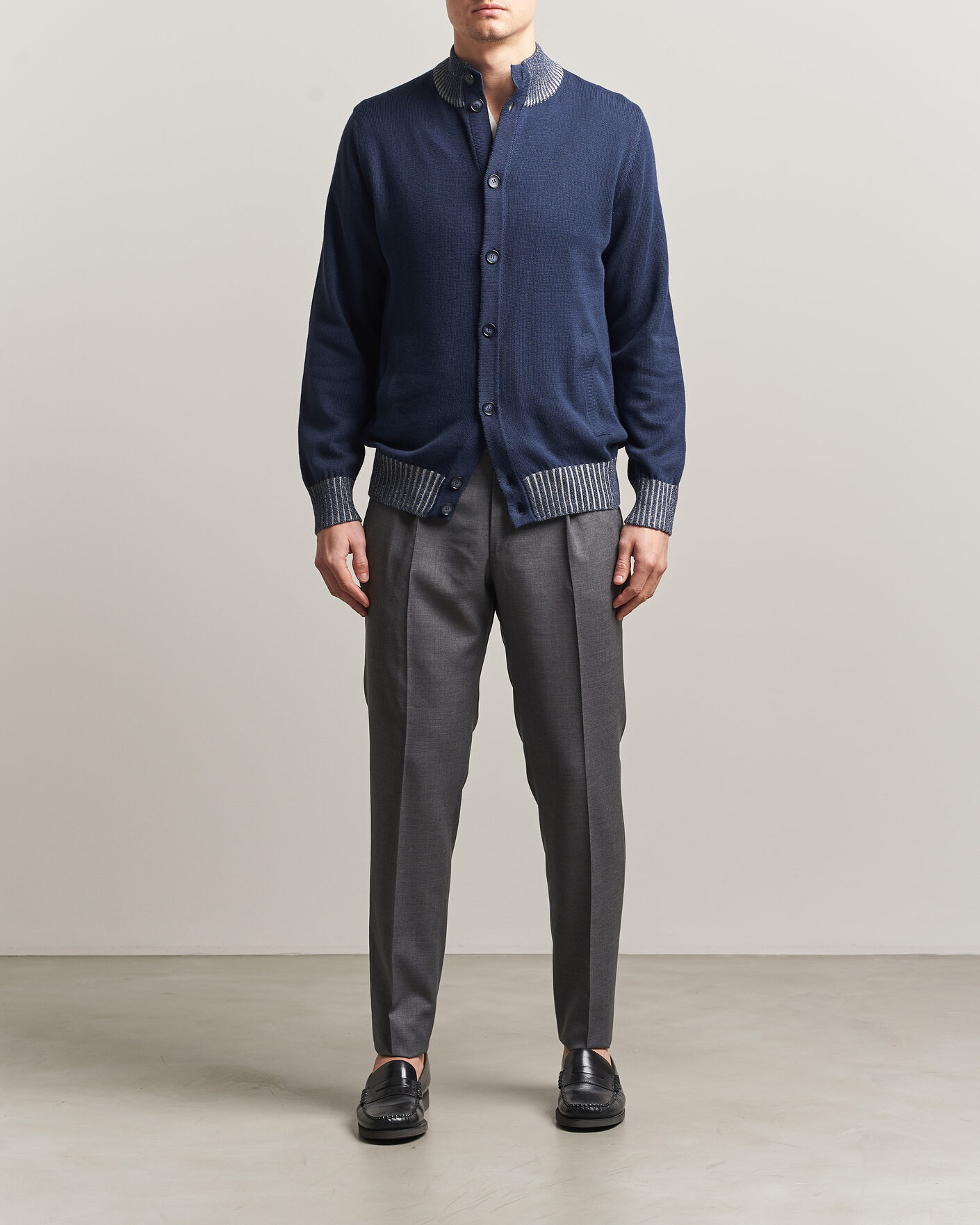 Hombres | Jerséis y prendas de punto | Morgano | Cotton/Cashmere Knitted Cardigan Navy