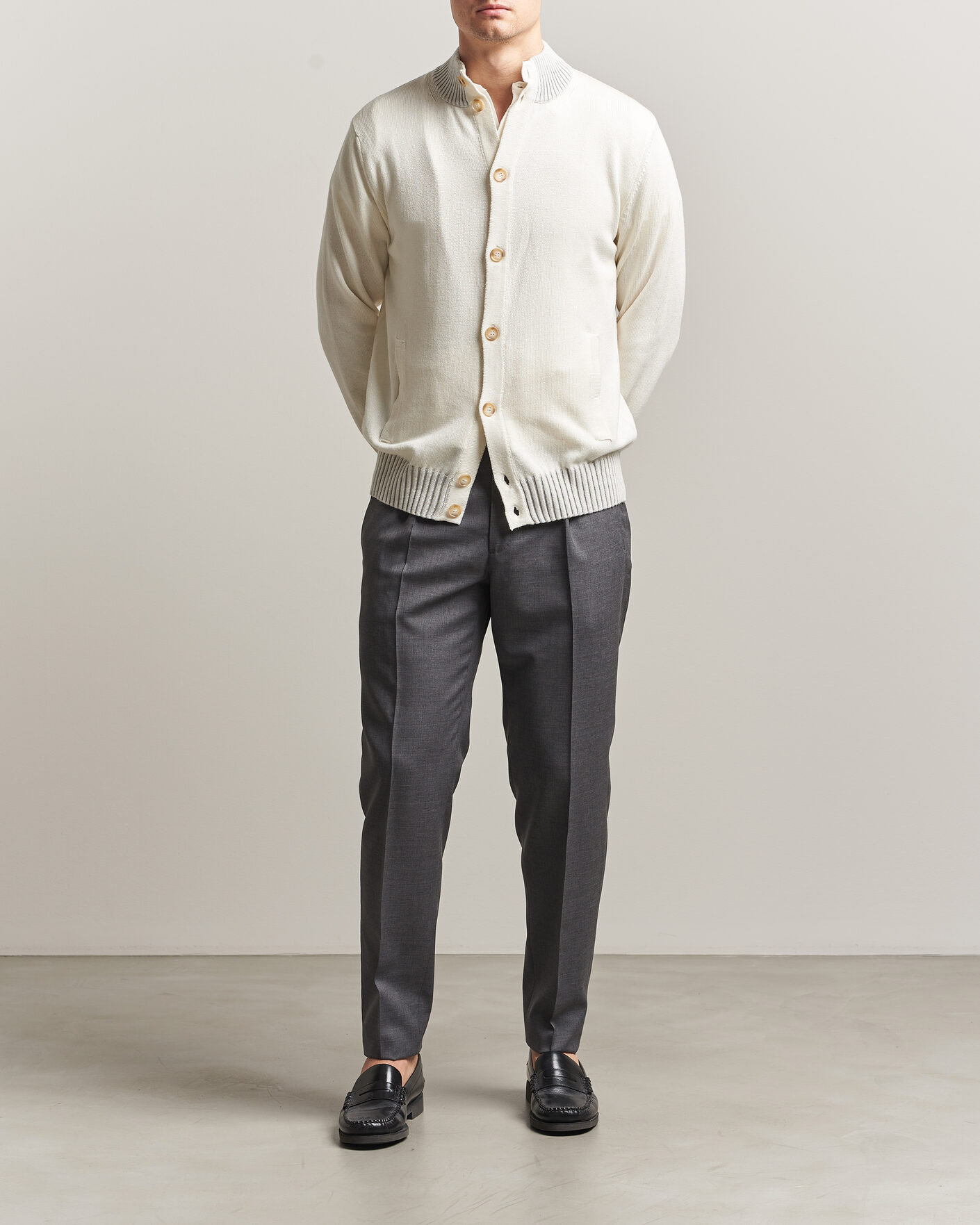Hombres | Jerséis y prendas de punto | Morgano | Cotton/Cashmere Knitted Cardigan Cream