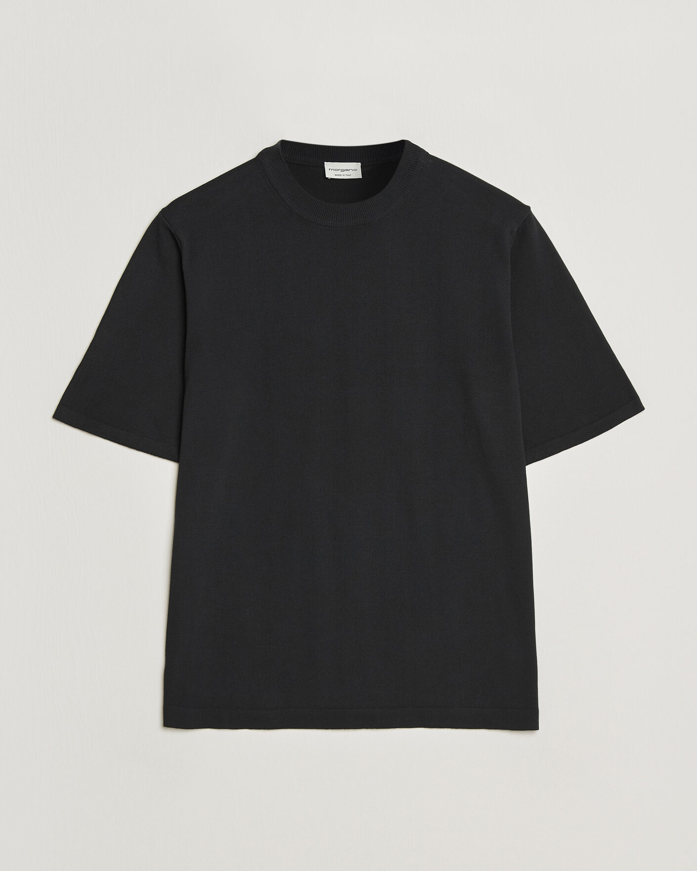 Hombres | Camisetas | Morgano | Knitted Cotton Crepe T-Shirt Black