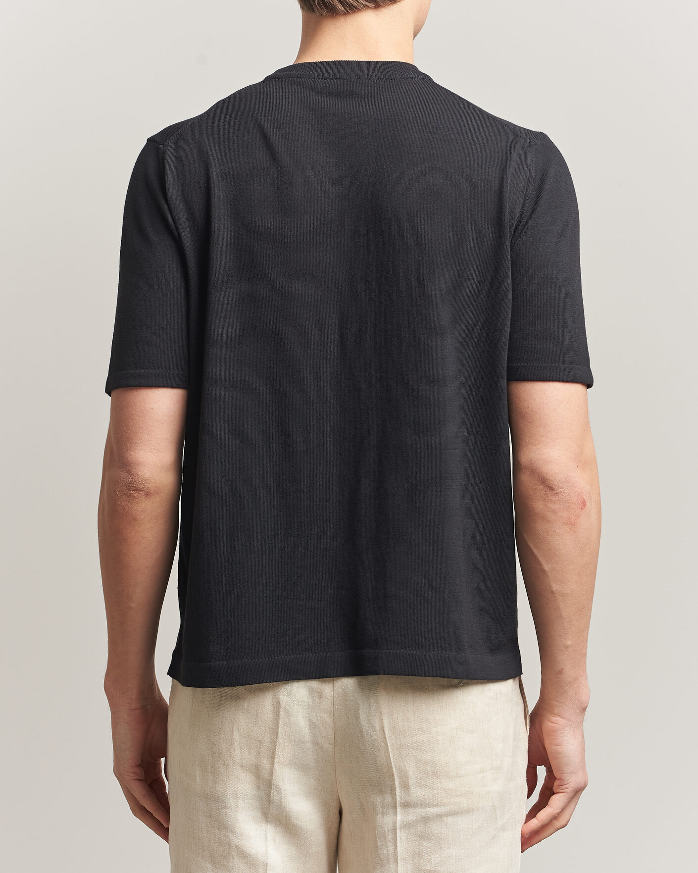 Hombres | Camisetas | Morgano | Knitted Cotton Crepe T-Shirt Black
