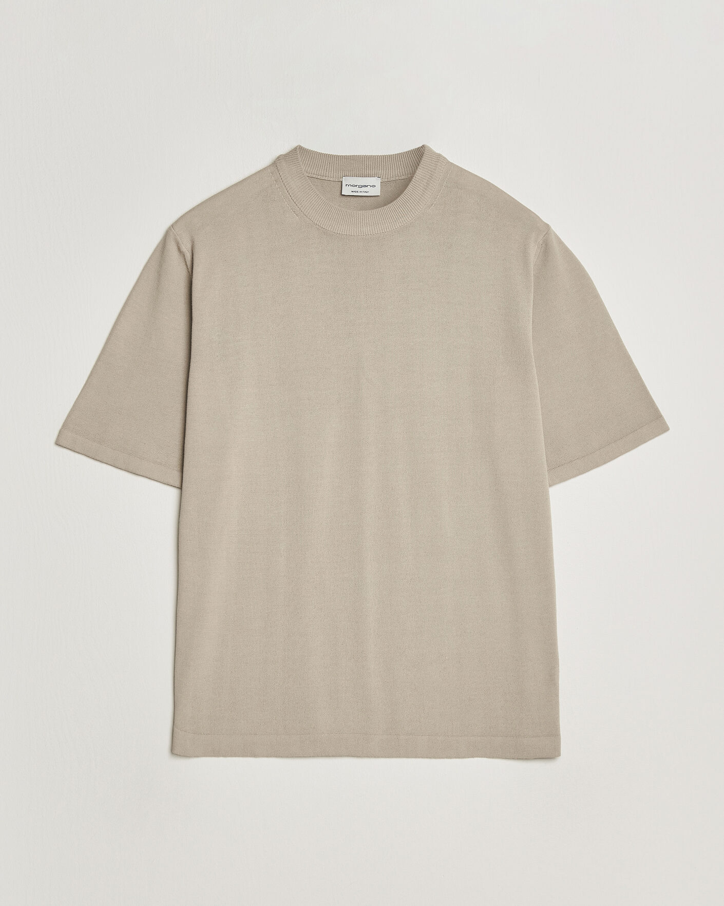 Hombres | Camisetas | Morgano | Knitted Cotton Crepe T-Shirt Beige