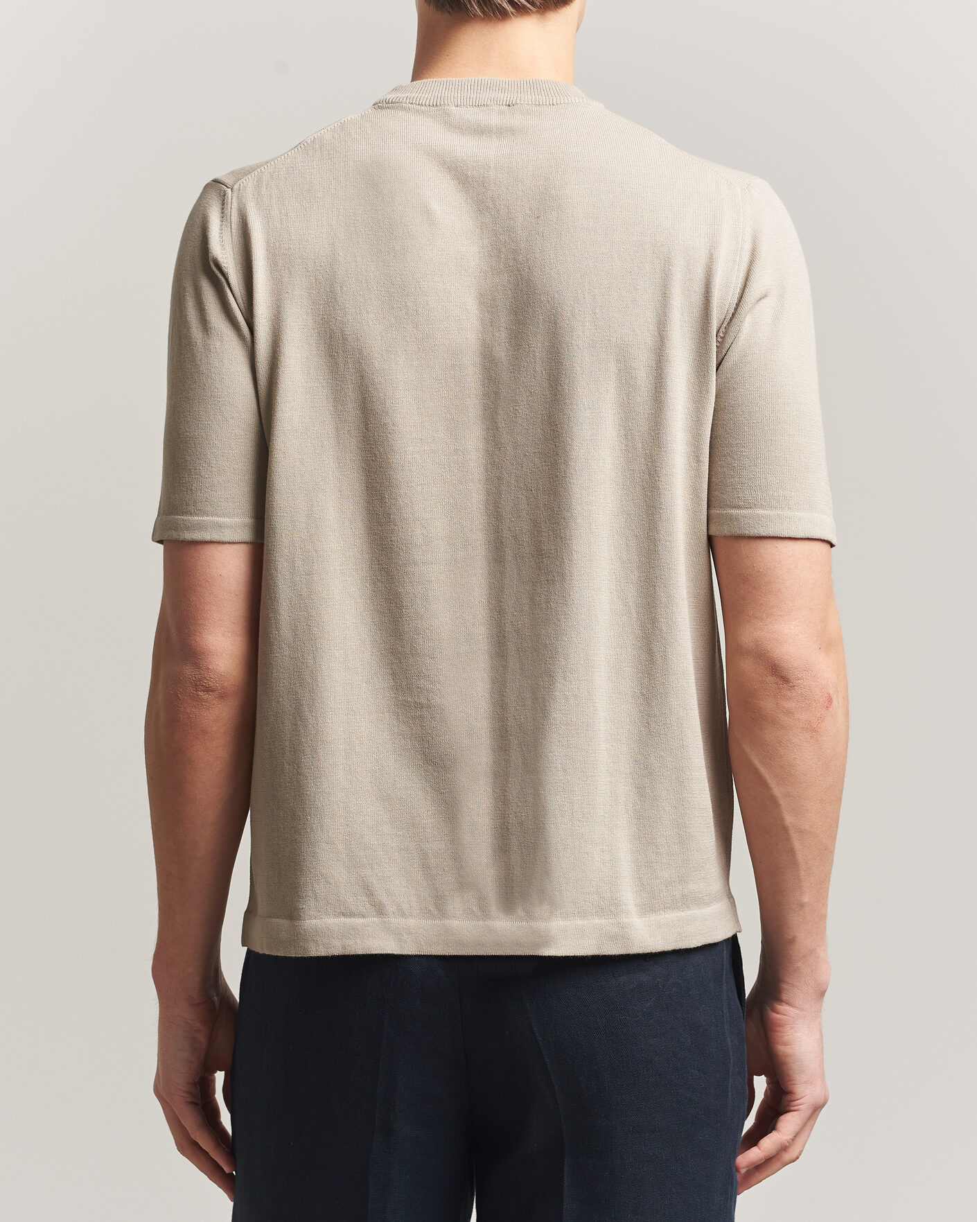 Hombres | Camisetas | Morgano | Knitted Cotton Crepe T-Shirt Beige