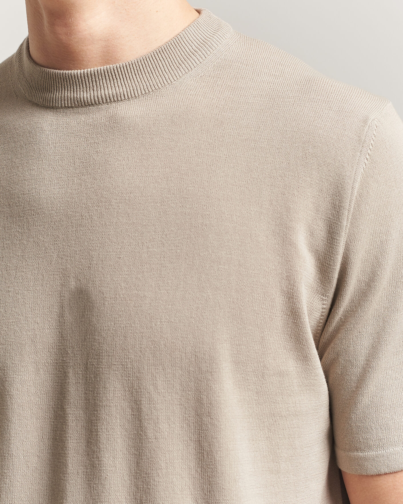 Hombres | Camisetas | Morgano | Knitted Cotton Crepe T-Shirt Beige