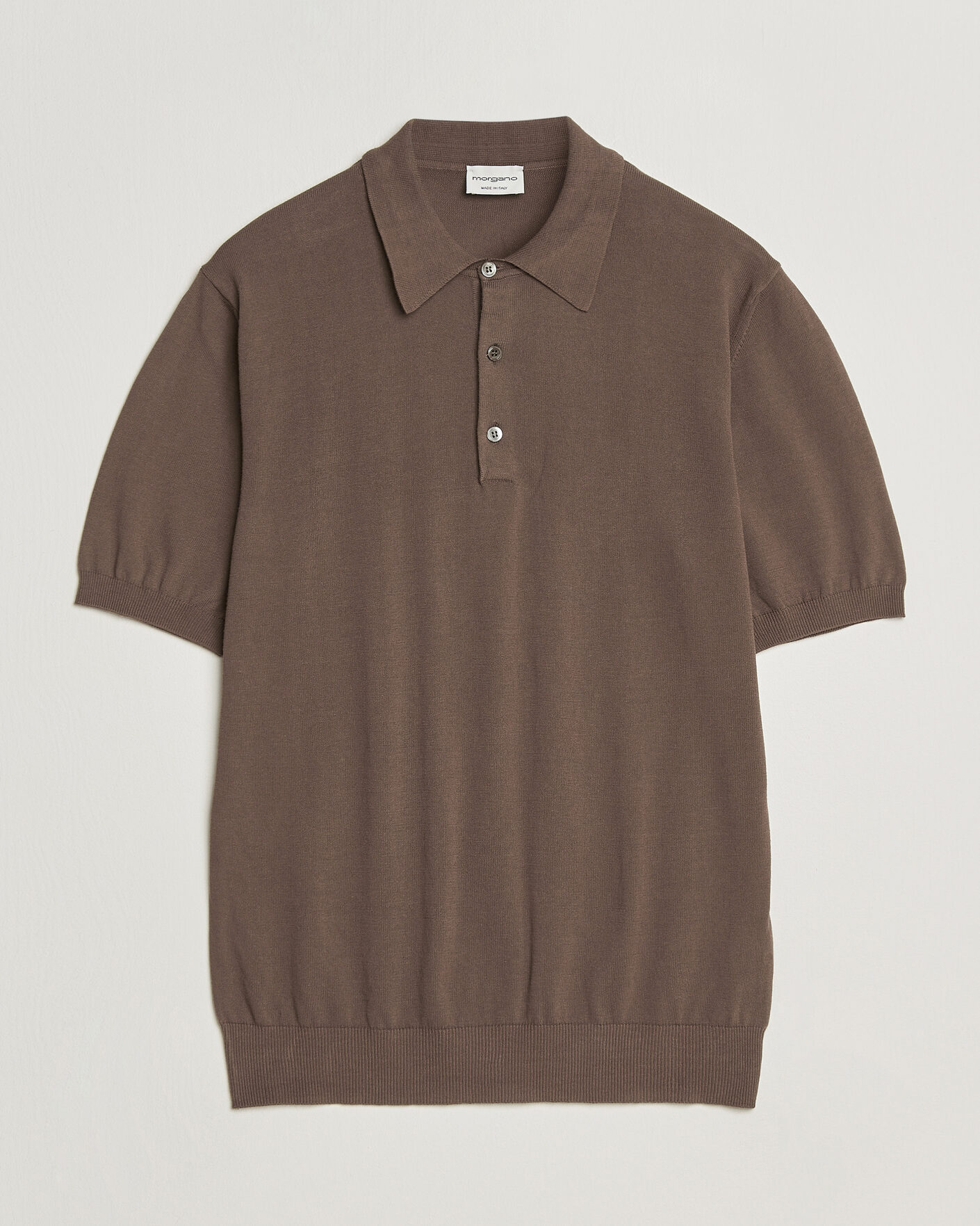 Hombres | Polos | Morgano | Knitted Cotton Crepe Polo Brown