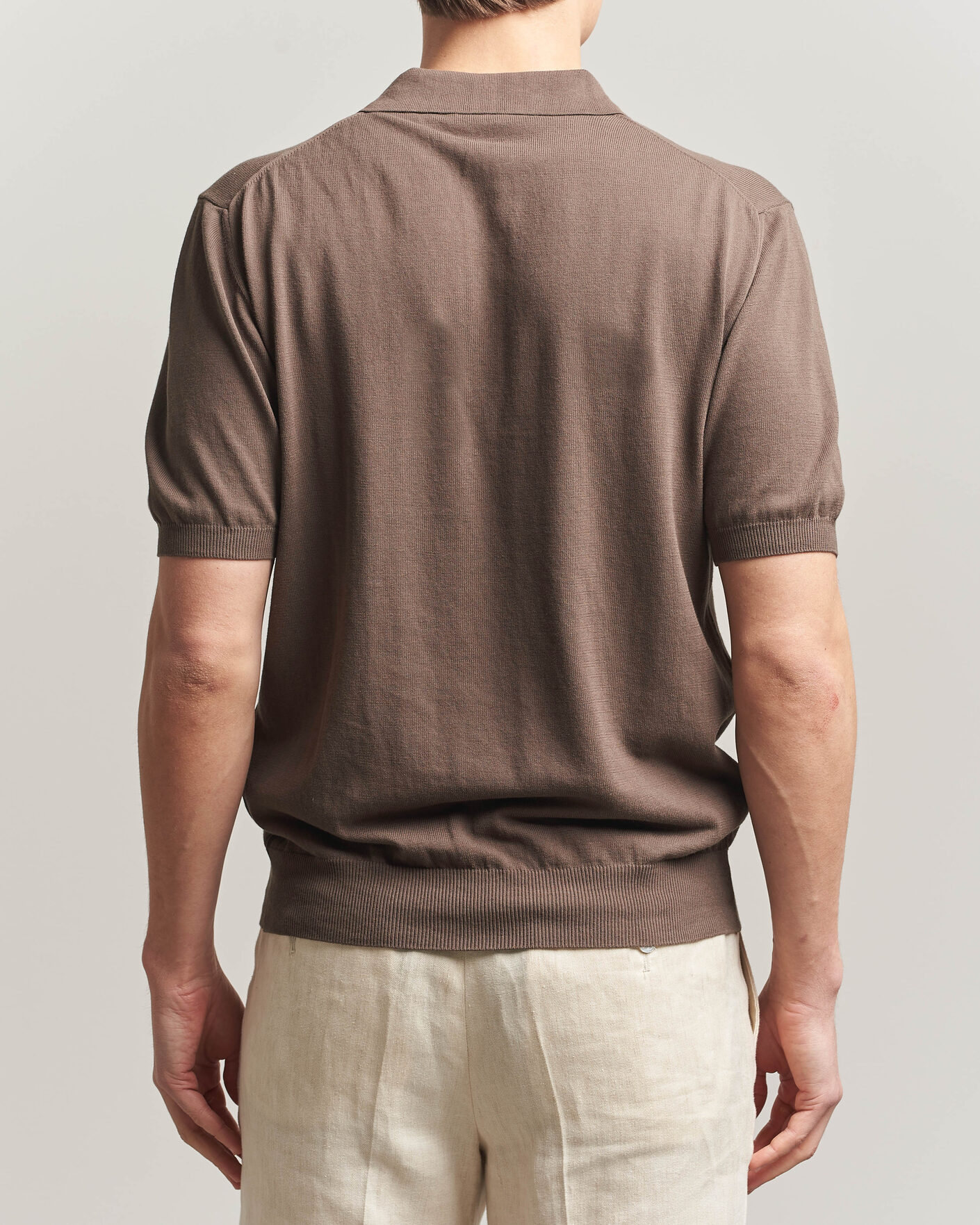 Hombres | Polos | Morgano | Knitted Cotton Crepe Polo Brown