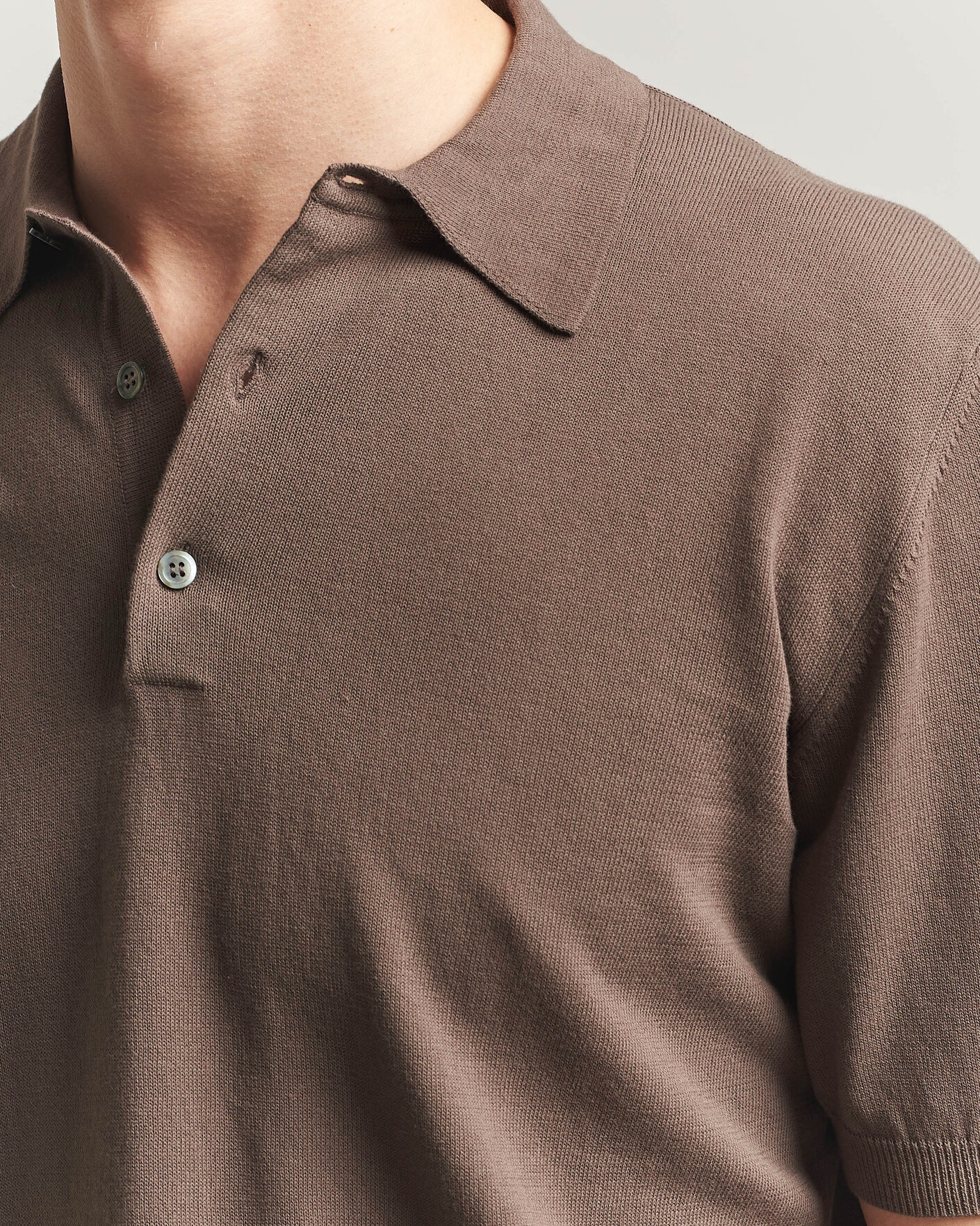 Hombres | Polos | Morgano | Knitted Cotton Crepe Polo Brown