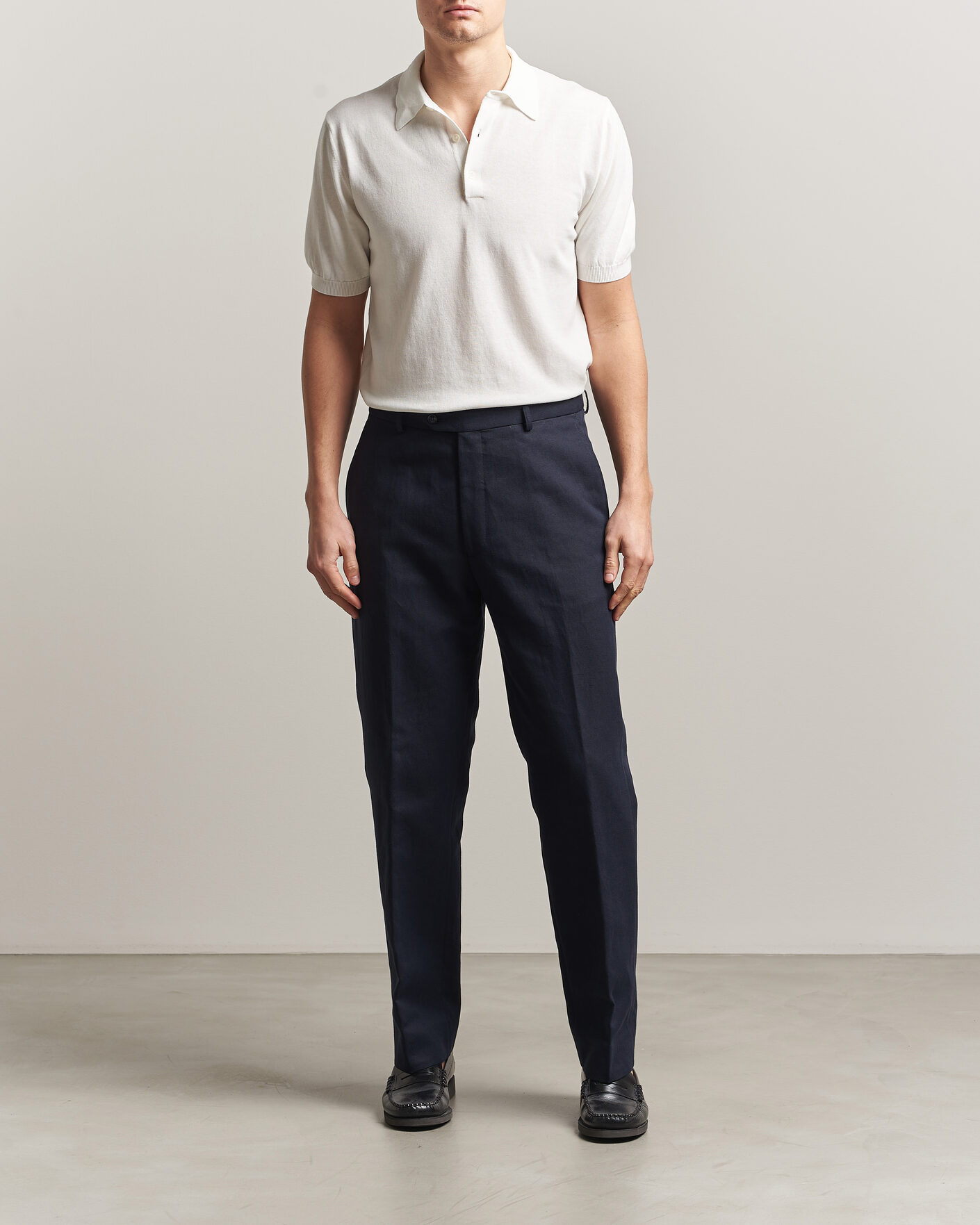 Hombres | Polos | Morgano | Knitted Cotton Crepe Polo Latte