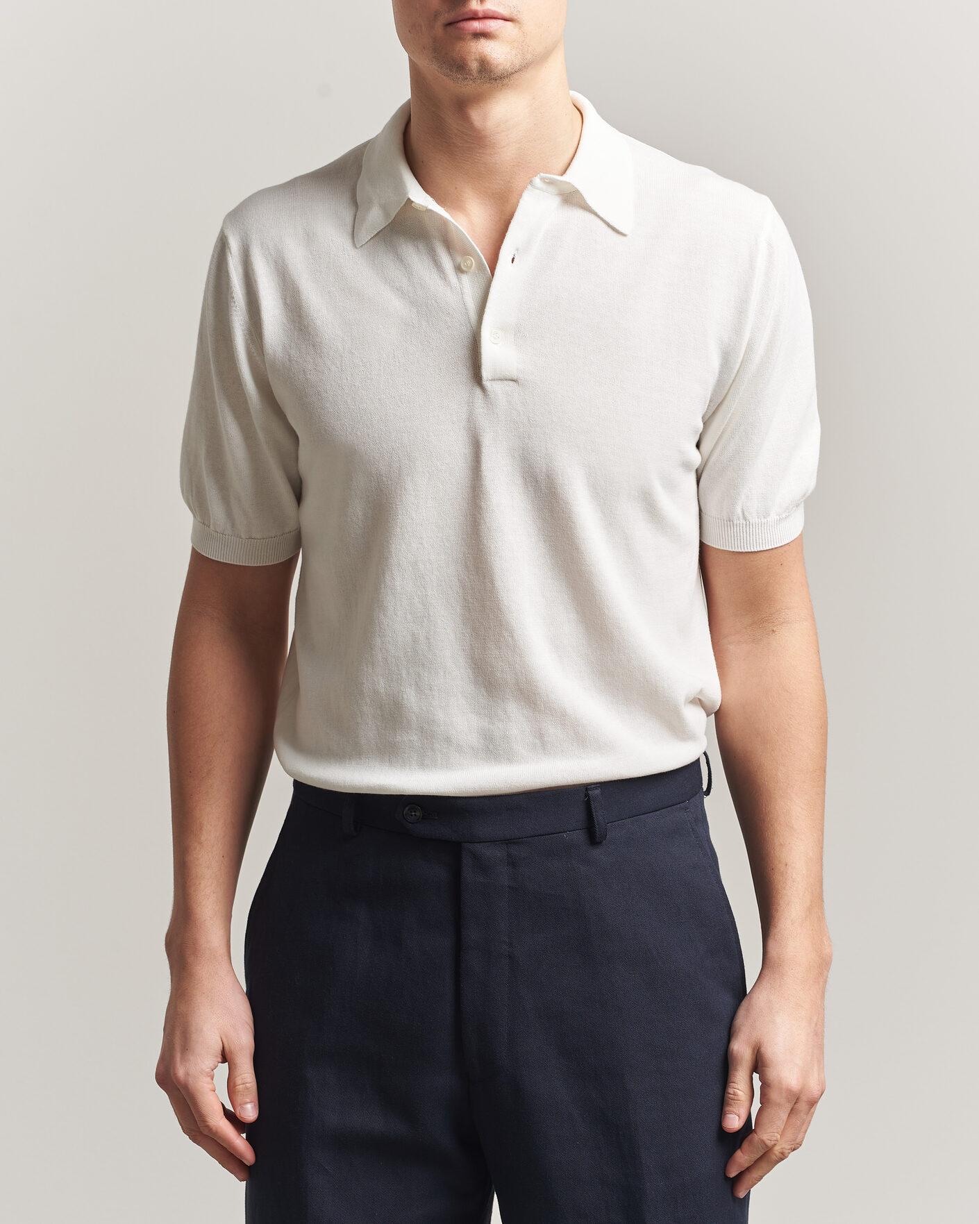 Hombres | Polos | Morgano | Knitted Cotton Crepe Polo Latte