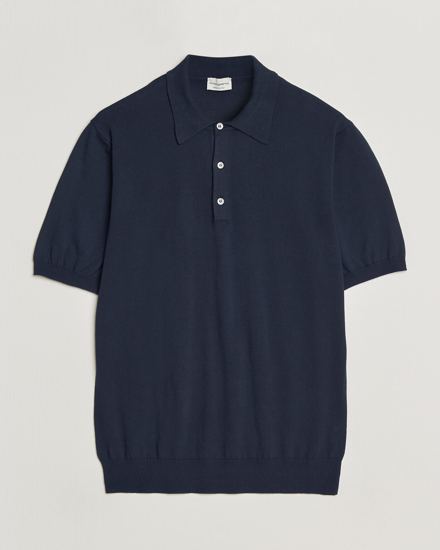 Hombres | Polos | Morgano | Knitted Cotton Crepe Polo Navy