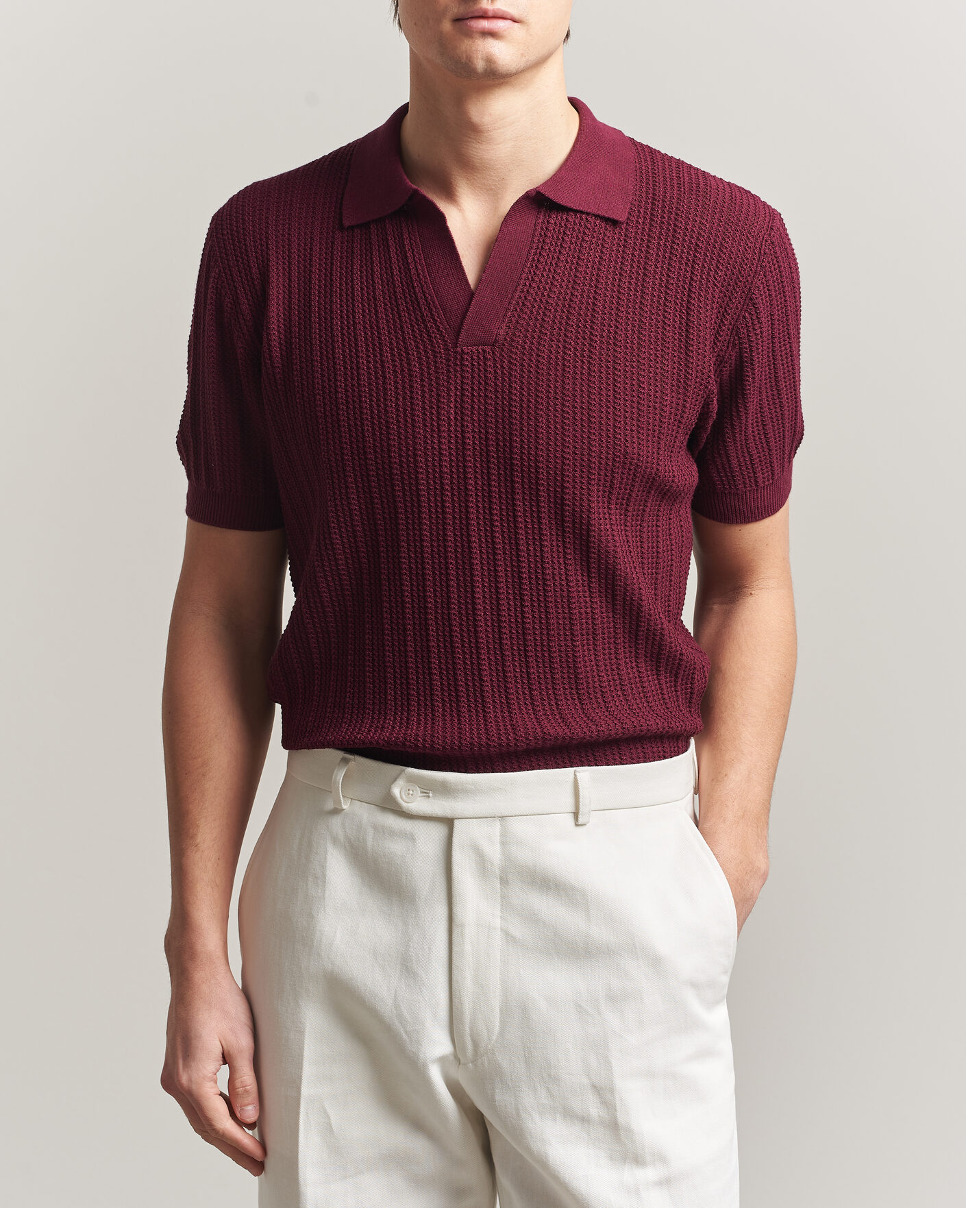 Hombres | Polos | Morgano | Structured Knitted Polo Burgundy