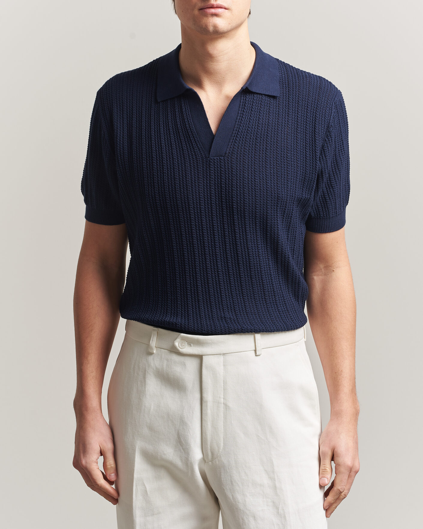 Hombres | Polos | Morgano | Structured Knitted Polo Navy