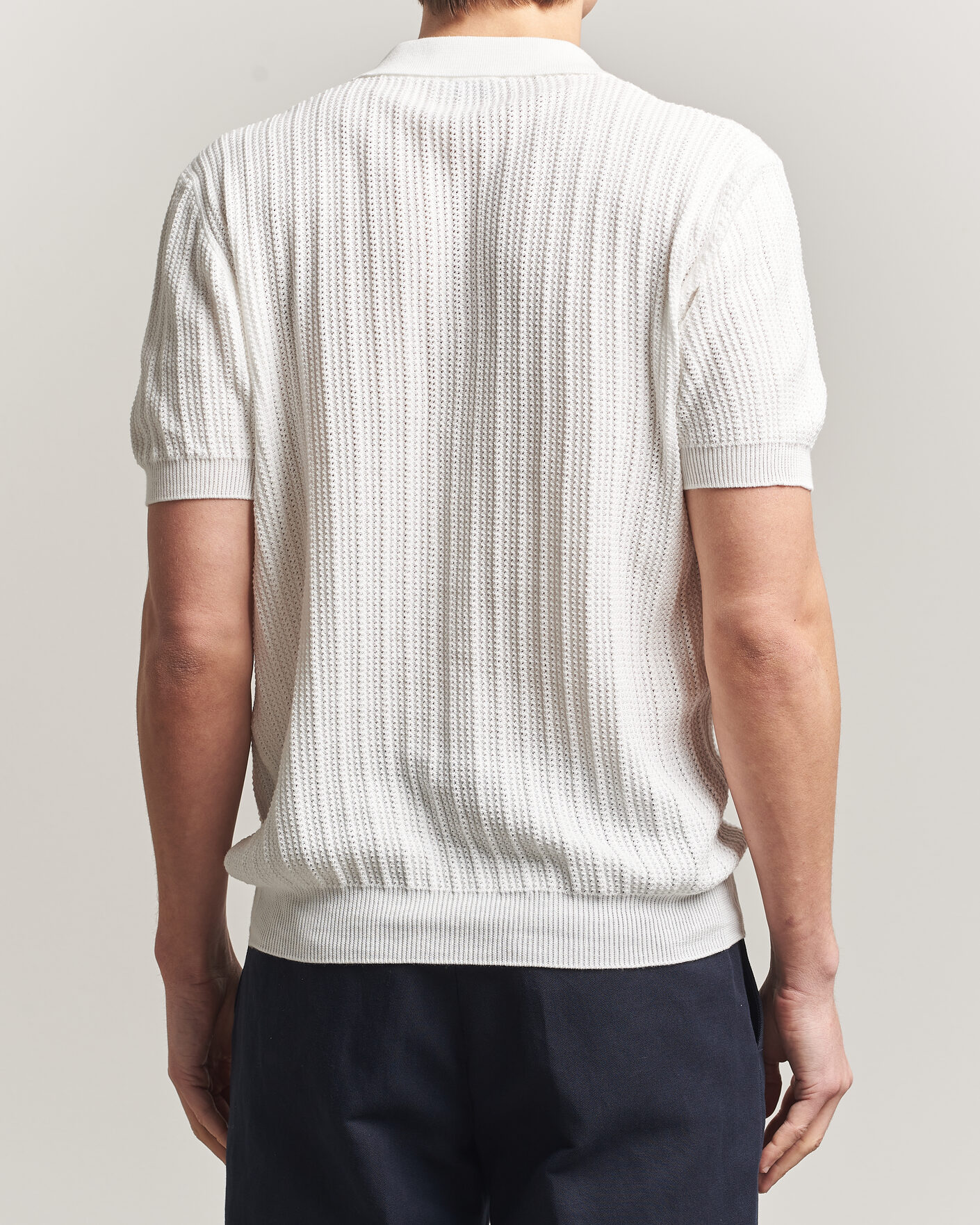 Hombres | Polos | Morgano | Structured Knitted Polo White