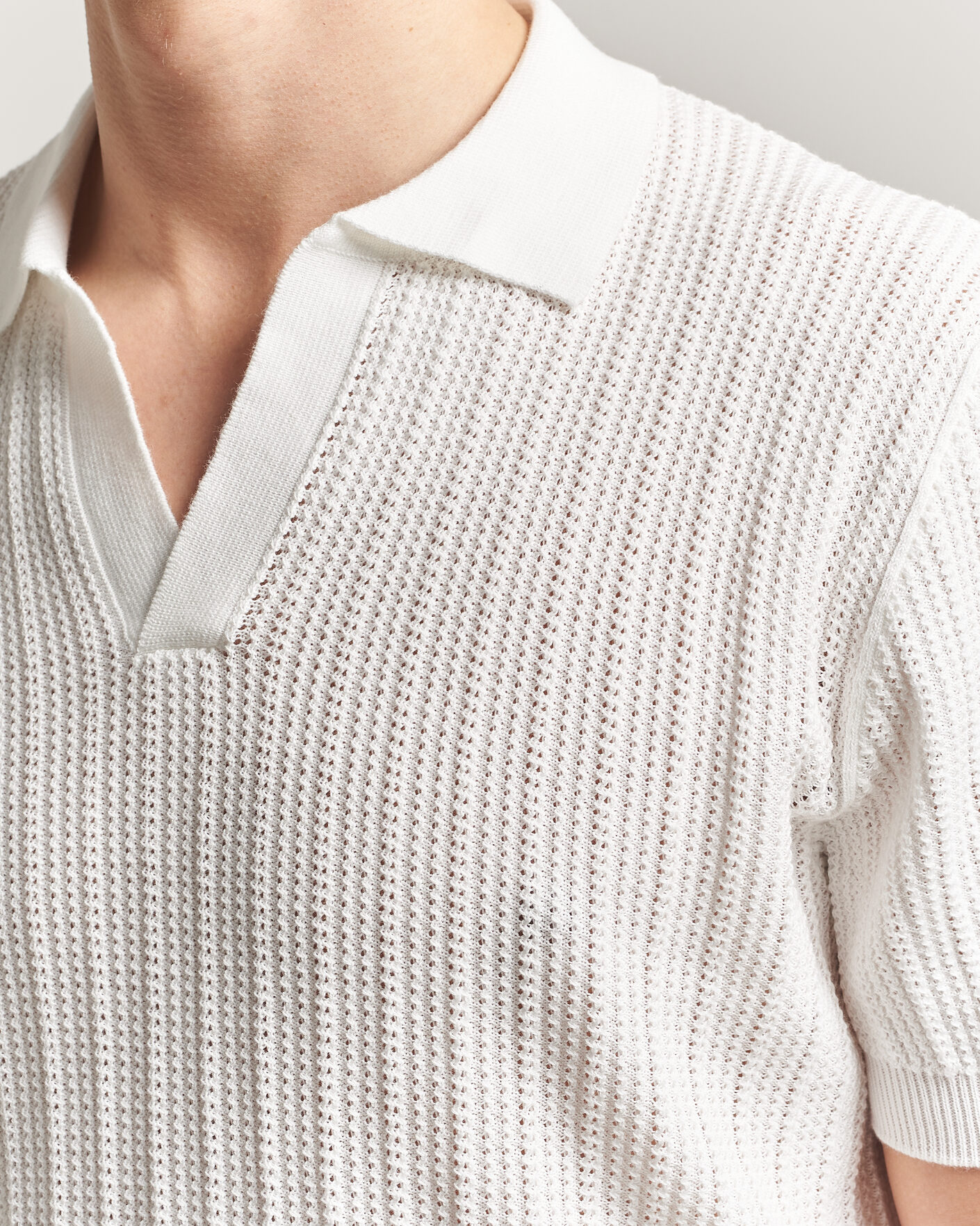 Hombres | Polos | Morgano | Structured Knitted Polo White