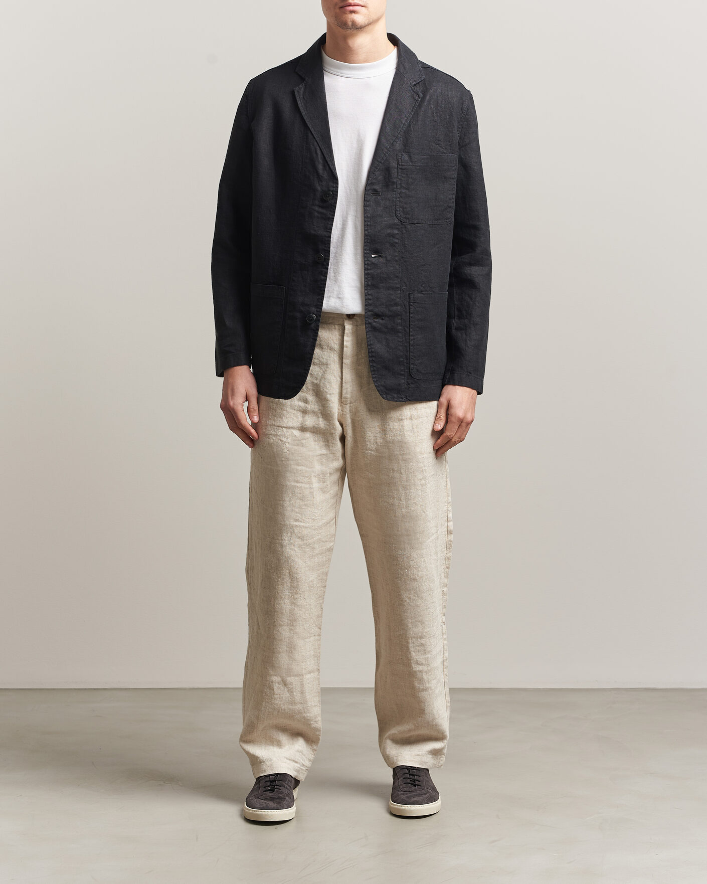 Hombres | Blazers | KnowledgeCotton Apparel | Linen Blazer Black