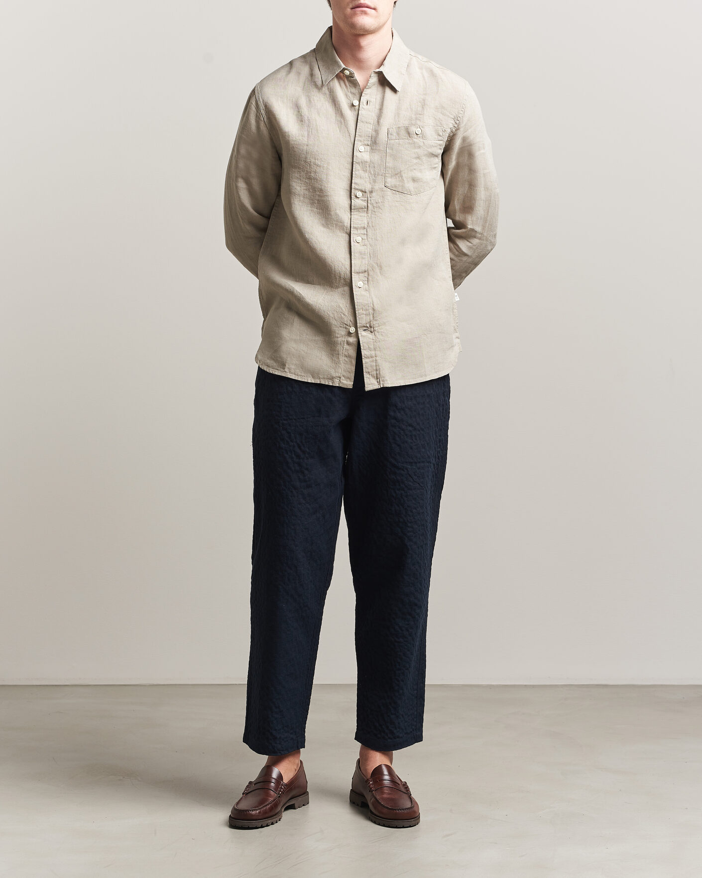 Hombres | Camisas | KnowledgeCotton Apparel | Regular Linen Shirt Twill