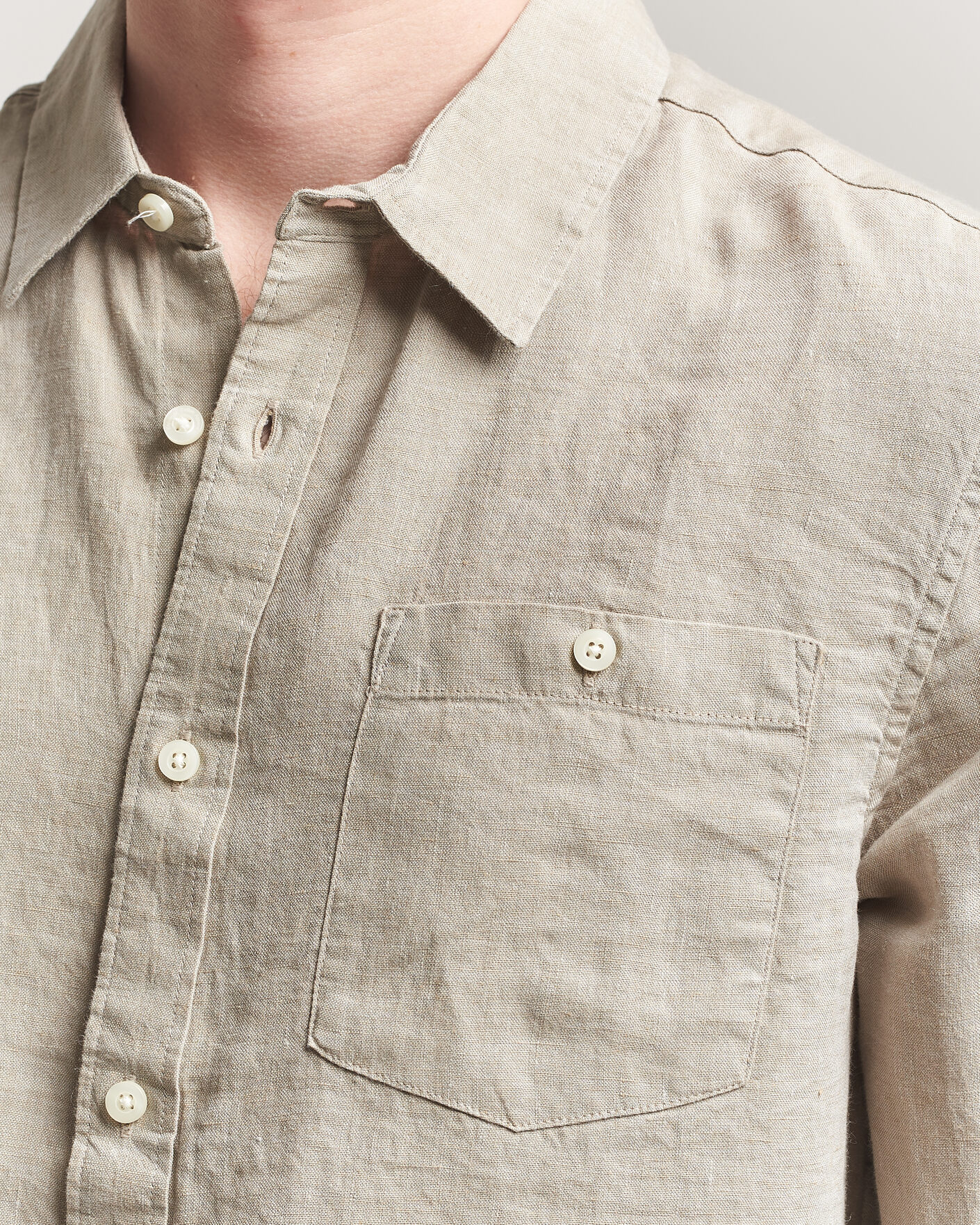 Hombres | Camisas | KnowledgeCotton Apparel | Regular Linen Shirt Twill