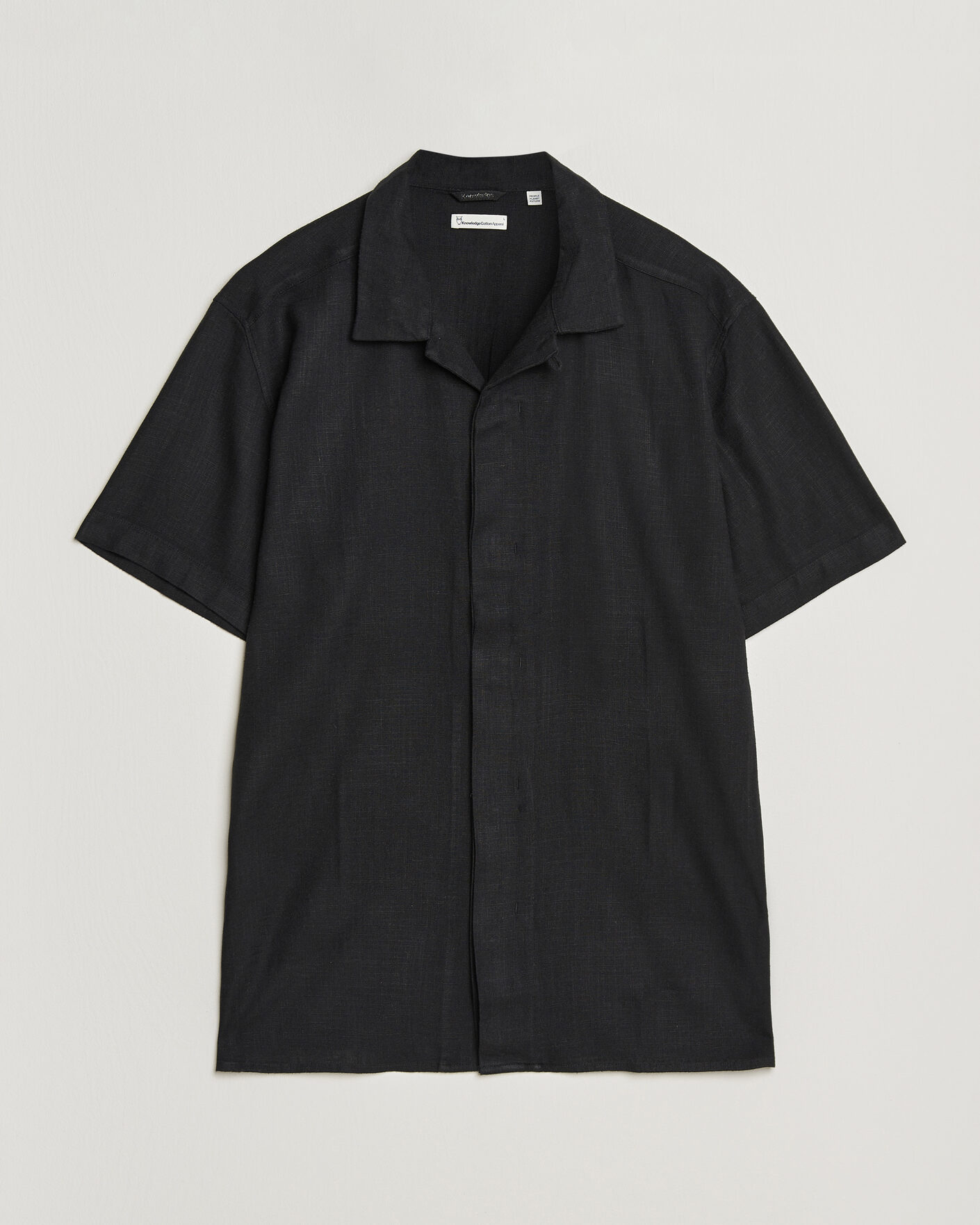 Hombres | Camisas | KnowledgeCotton Apparel | Linen/Lyocell Resort Shirt Black