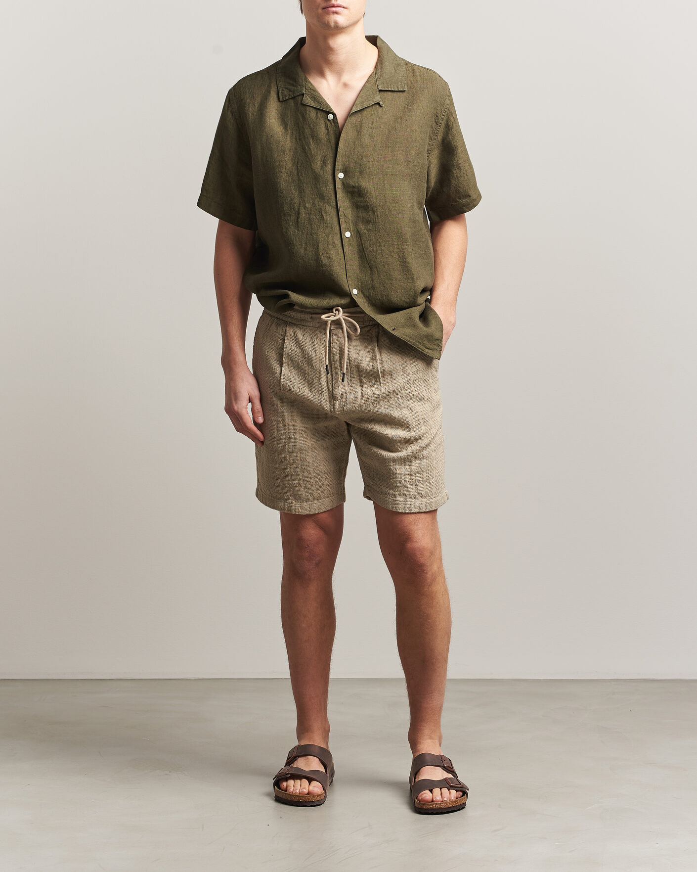 Hombres | Pantalones cortos | KnowledgeCotton Apparel | Structured Cotton Dobby Shorts Twill
