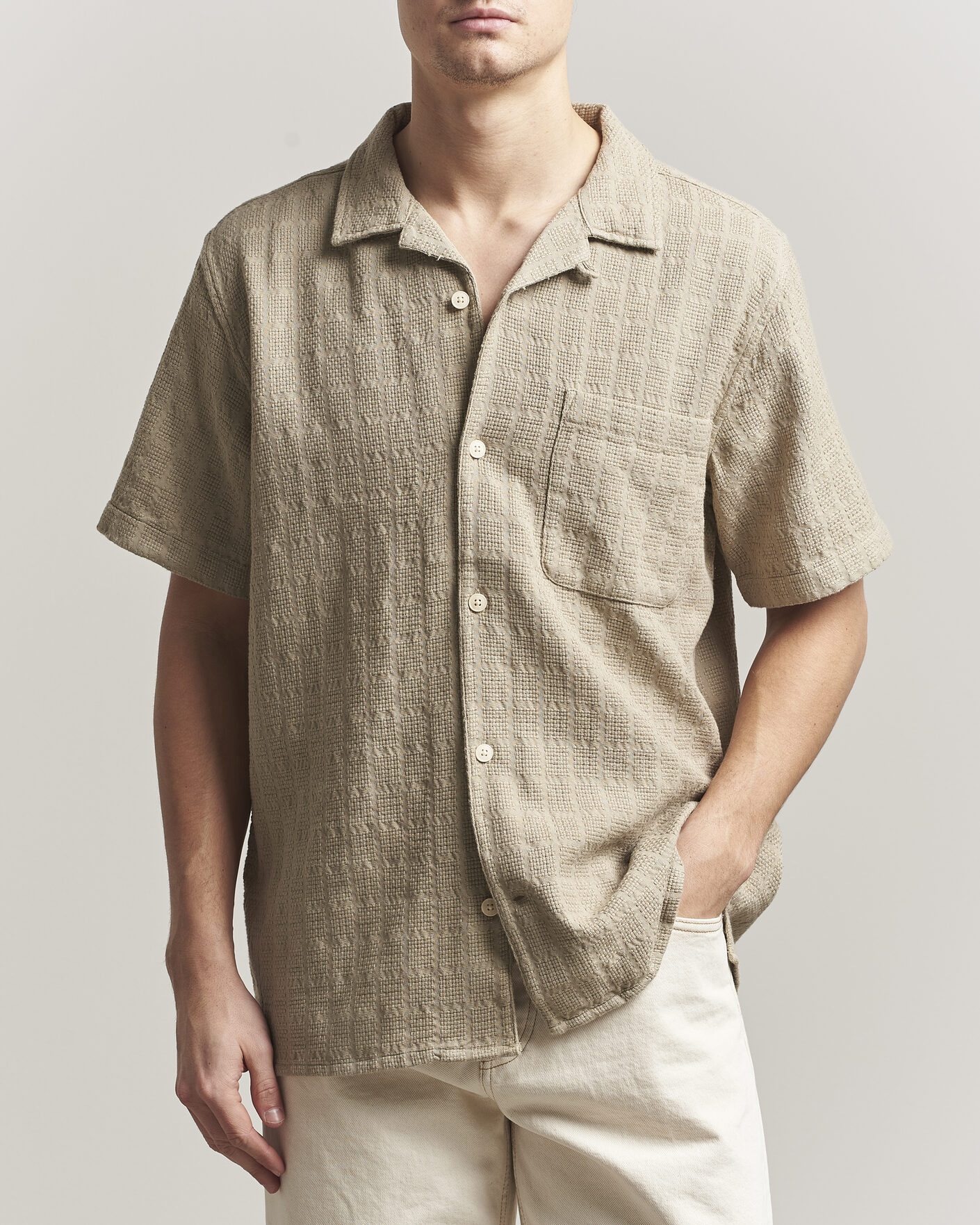 Hombres | Camisas | KnowledgeCotton Apparel | Structured Cotton Dobby Shirt Twill