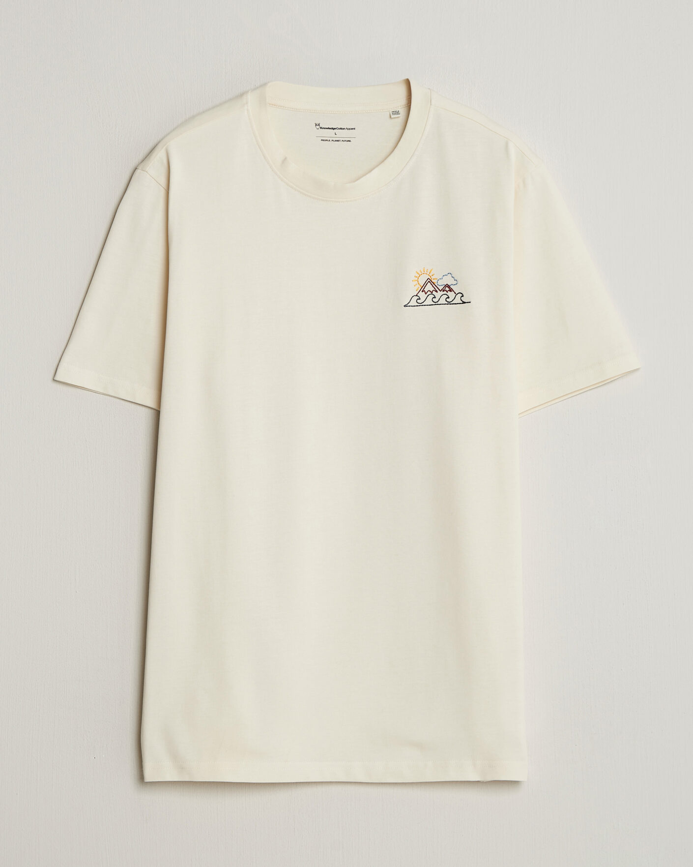 Hombres | Camisetas | KnowledgeCotton Apparel | Chest Print T-Shirt Egret