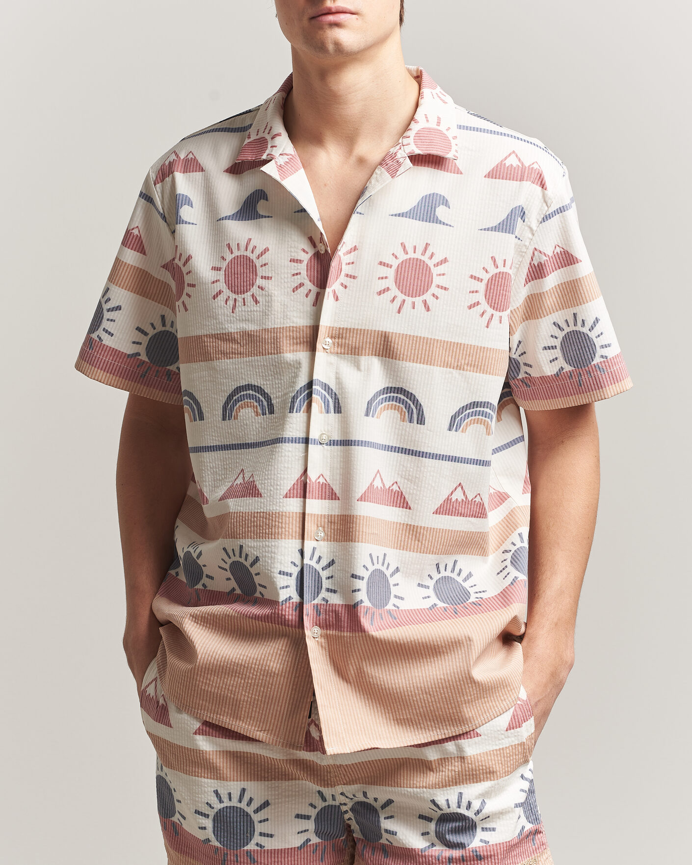 Hombres | Camisas | KnowledgeCotton Apparel | Relaxed Printed AOP Short Sleeve Shirt Multi